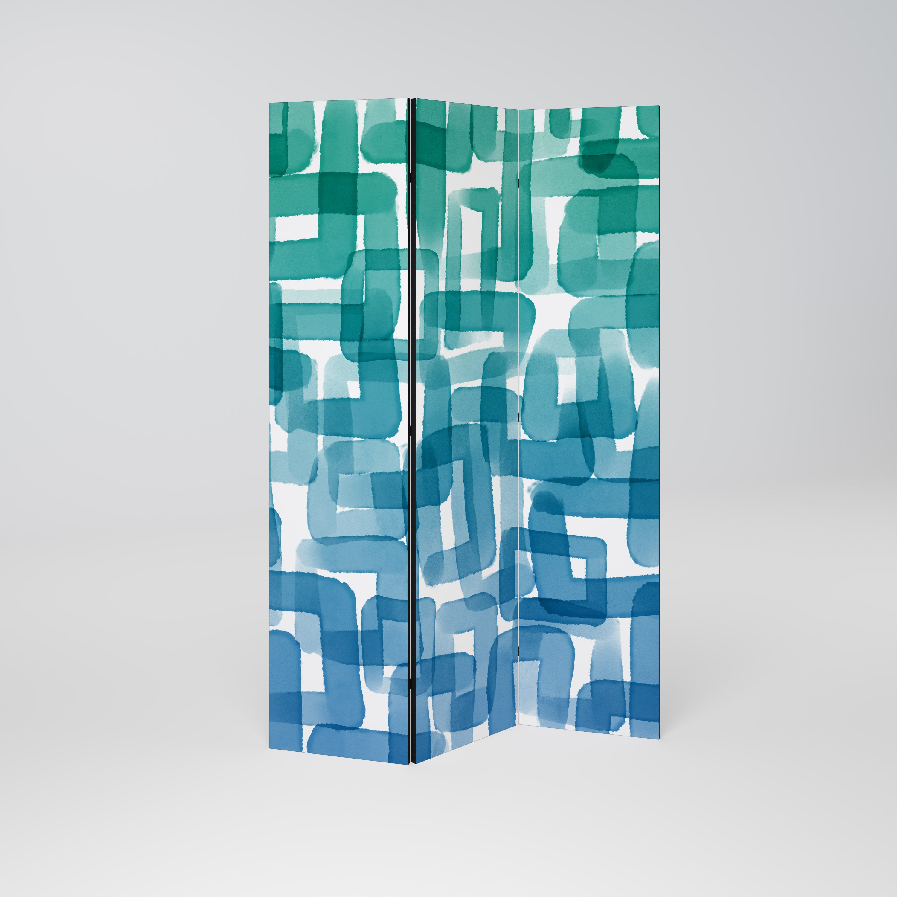 TURQUOISE RECTANGLES Dekoracyjny parawan 3-skrzydłowy