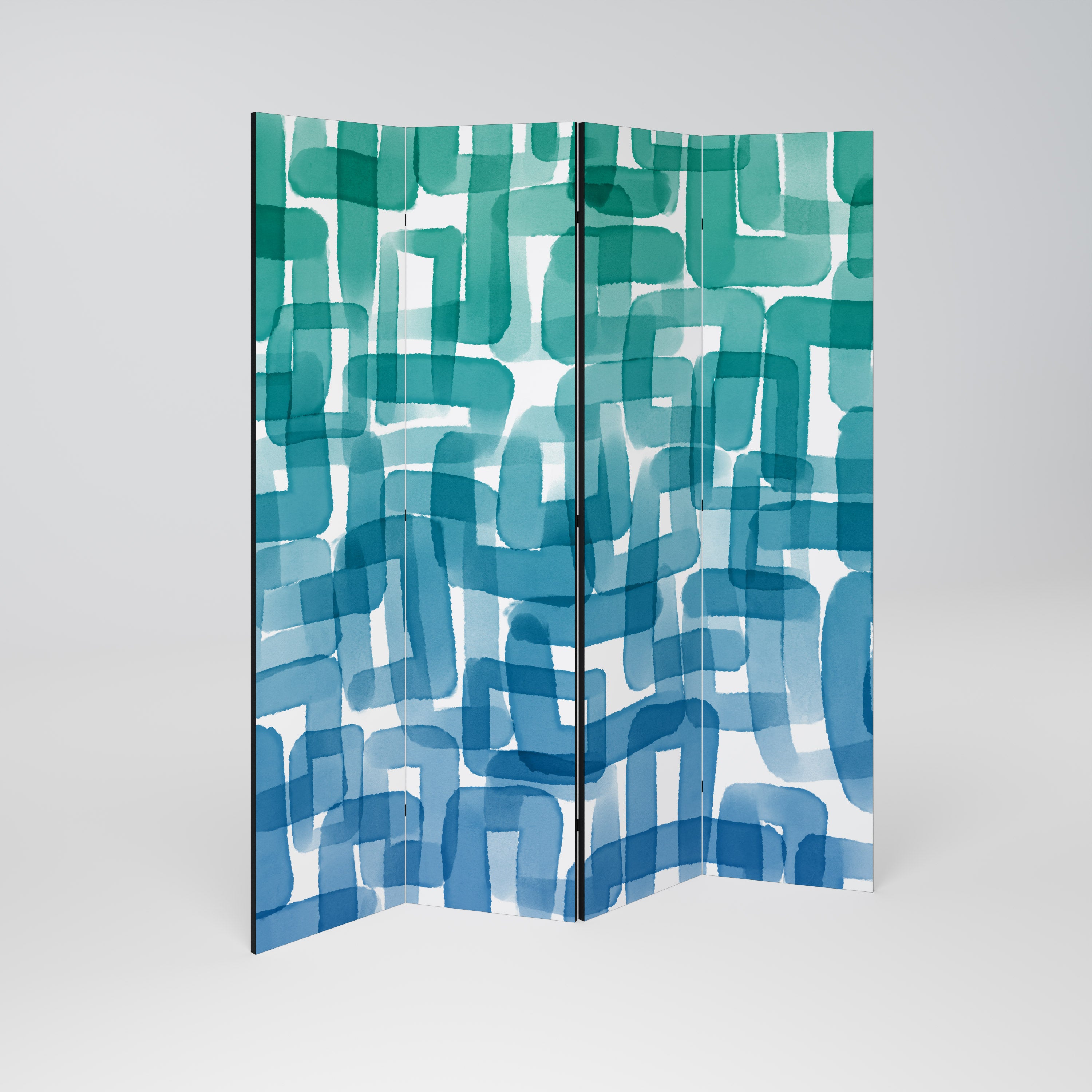 TURQUOISE RECTANGLES Dekoracyjny parawan 4-skrzydłowy