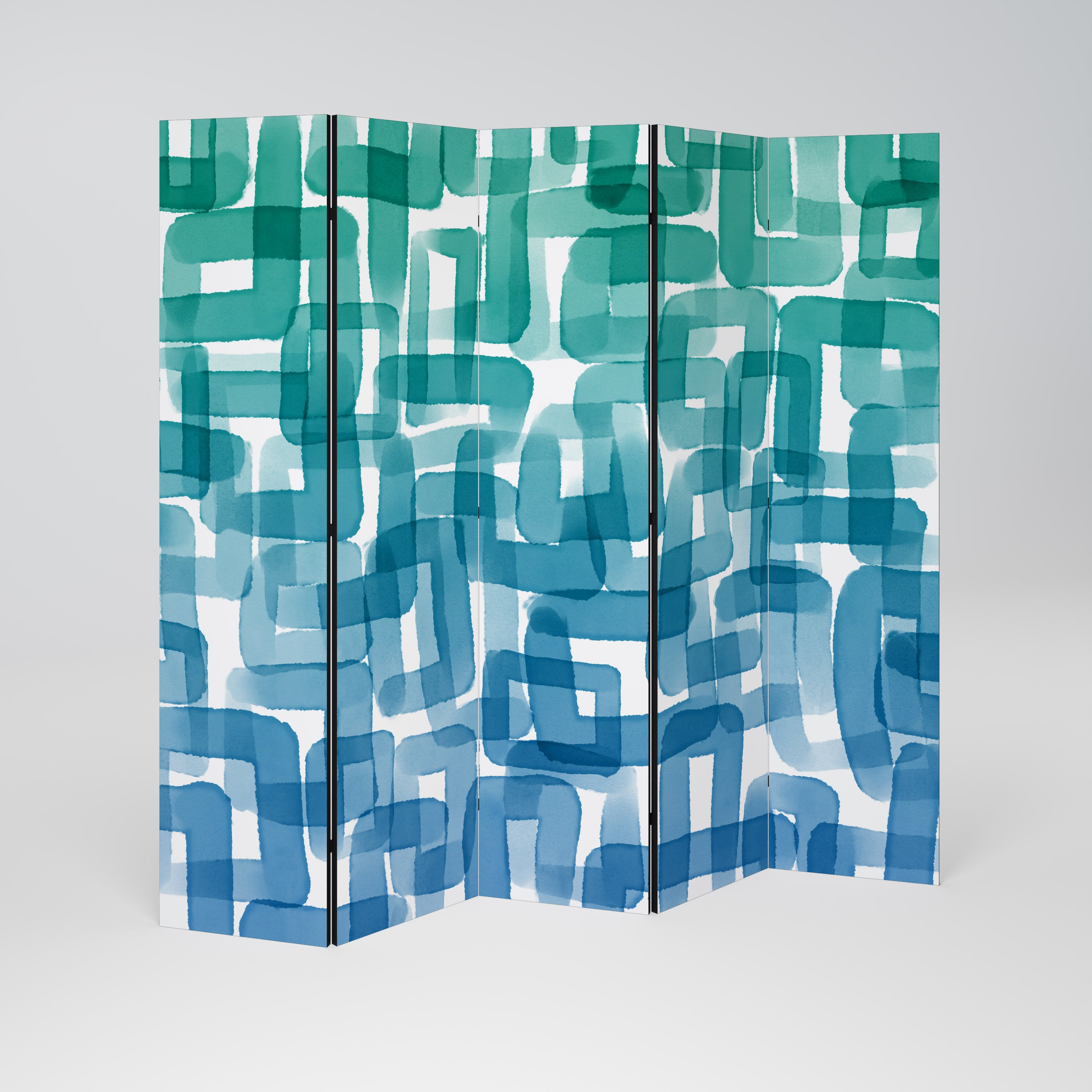 TURQUOISE RECTANGLES Dekoracyjny parawan 5-skrzydłowy