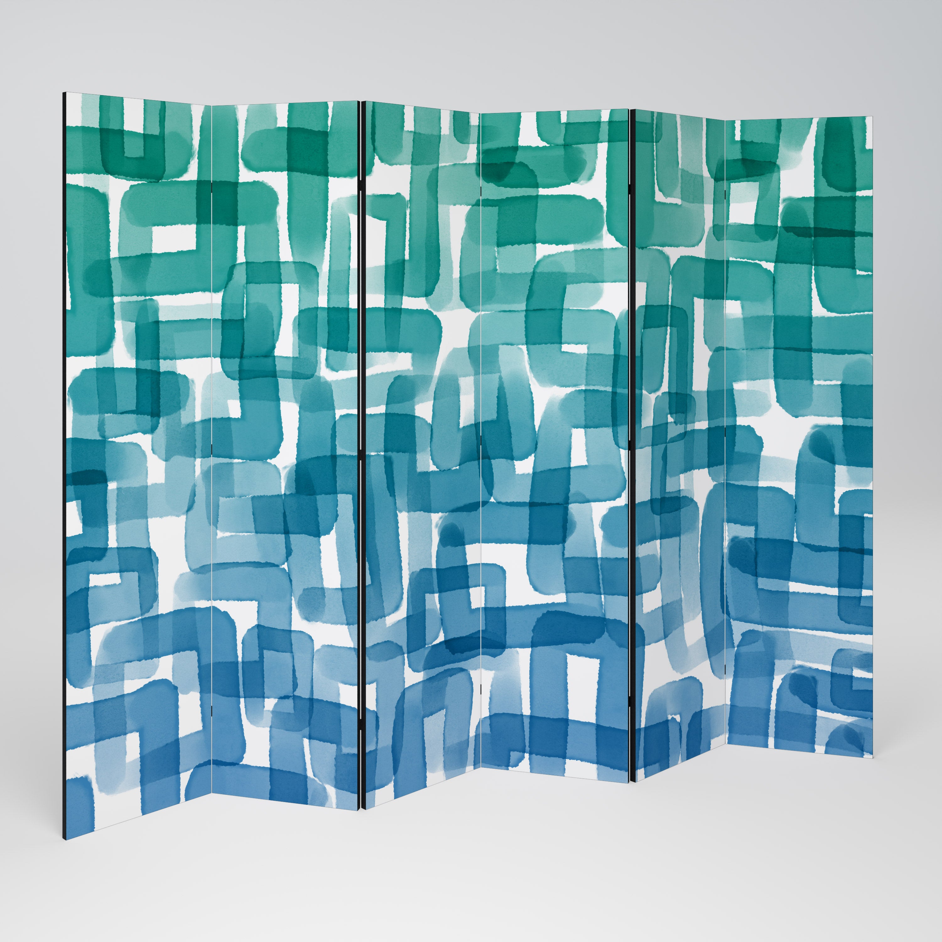 TURQUOISE RECTANGLES Dekoracyjny parawan 6-skrzydłowy