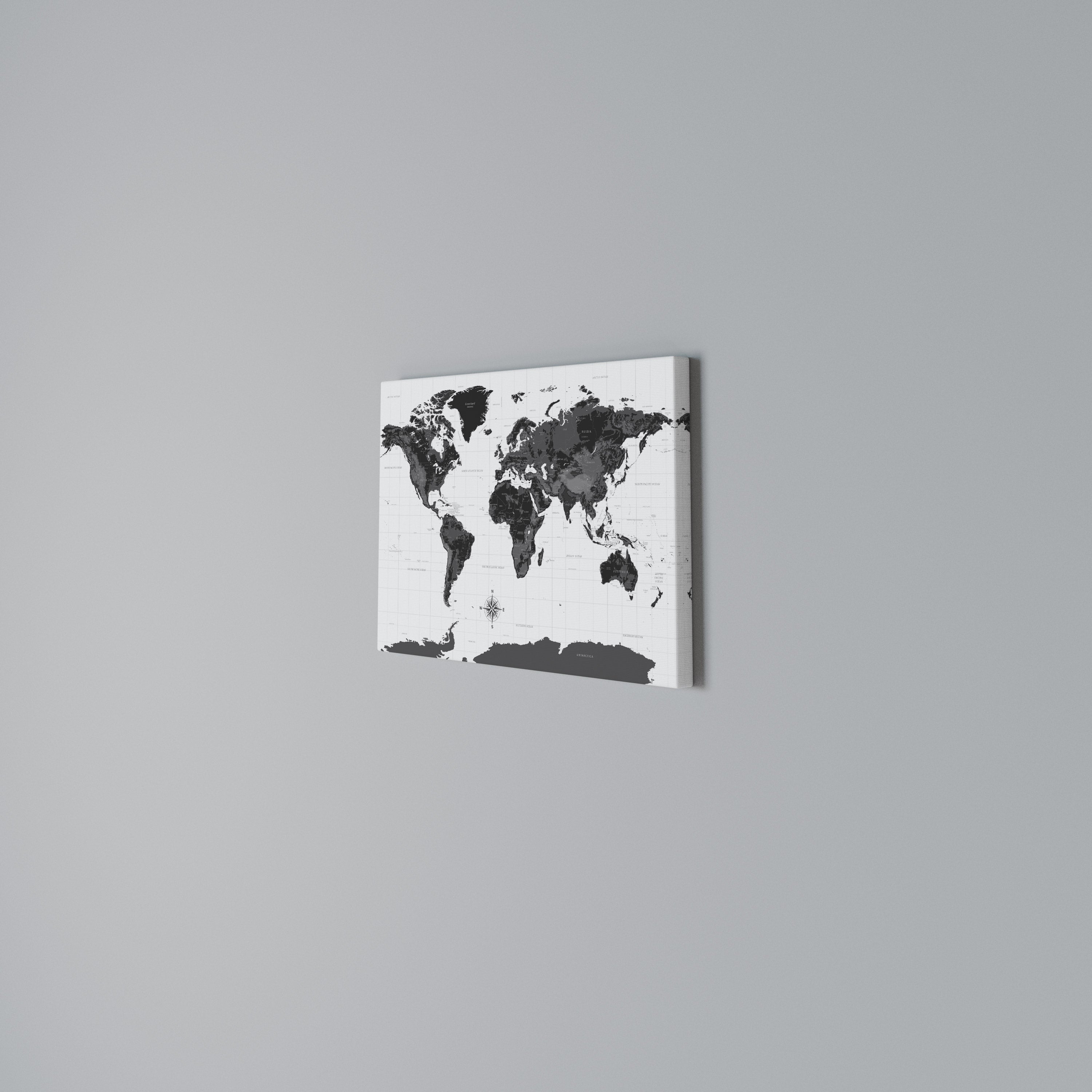 MONOCHROME EARTH MAP Poziomy obraz na płótnie