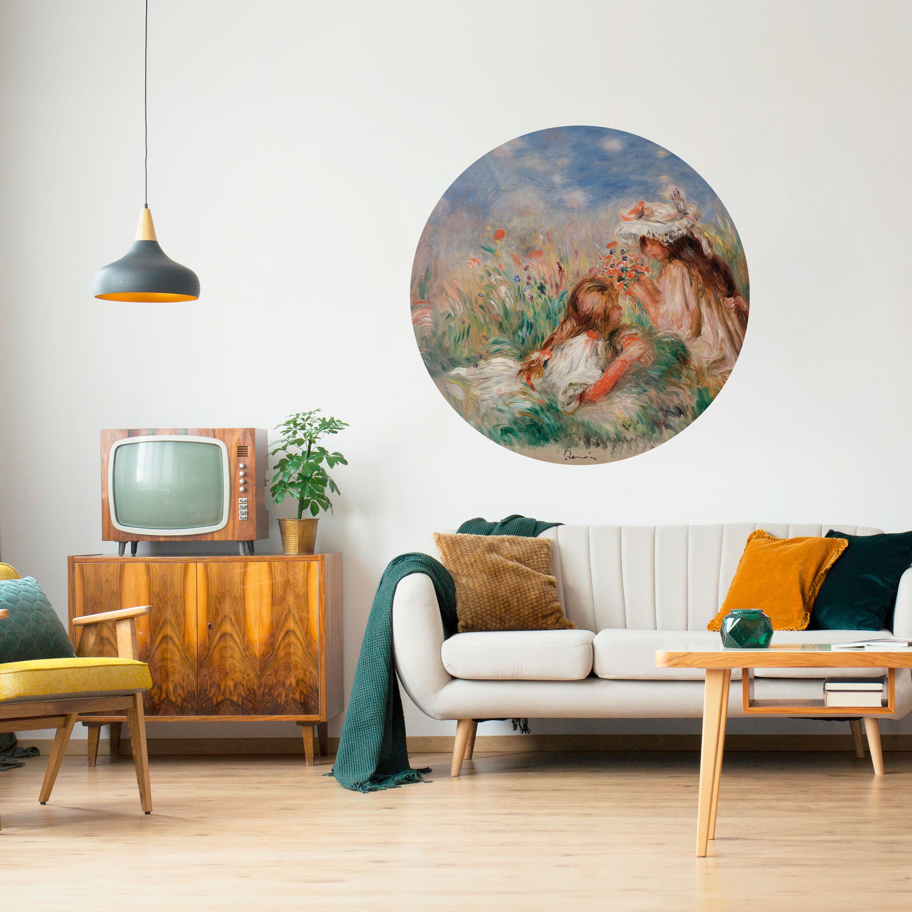 GIRLS IN THE GRASS Naklejka okrągła