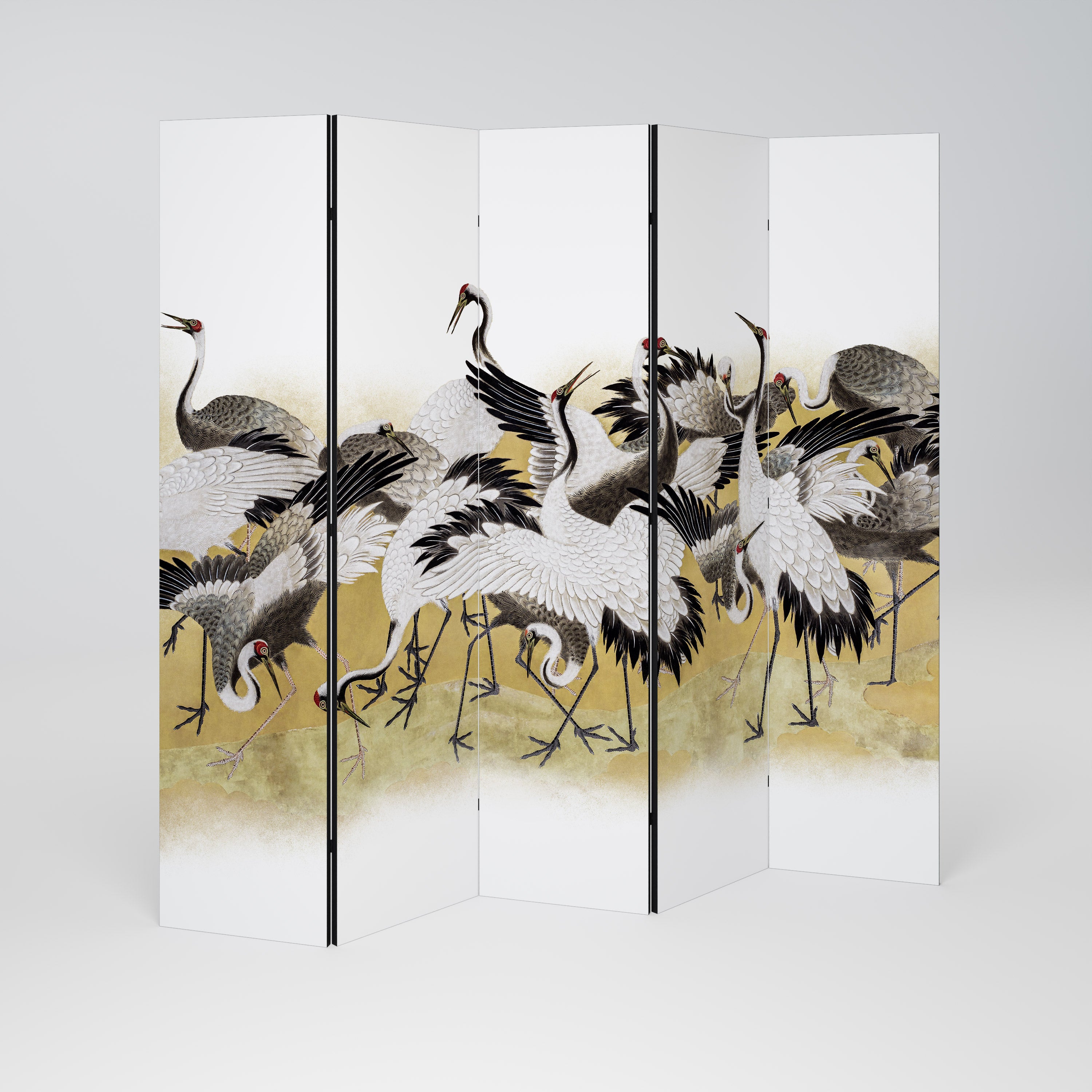 JAPANESE FLOCK OF CRANES Dekoracyjny parawan 5-skrzydłowy