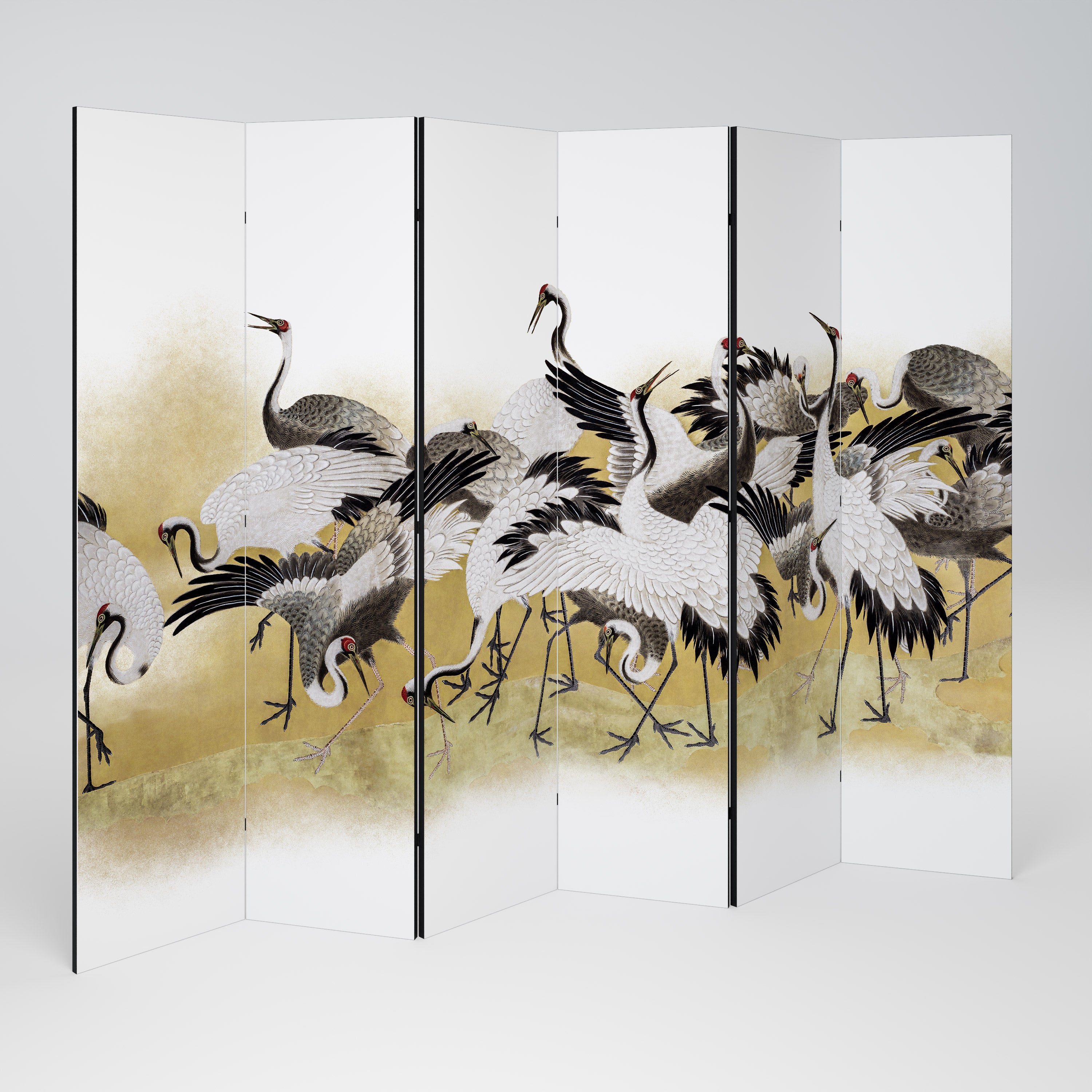 JAPANESE FLOCK OF CRANES Dekoracyjny parawan 6-skrzydłowy