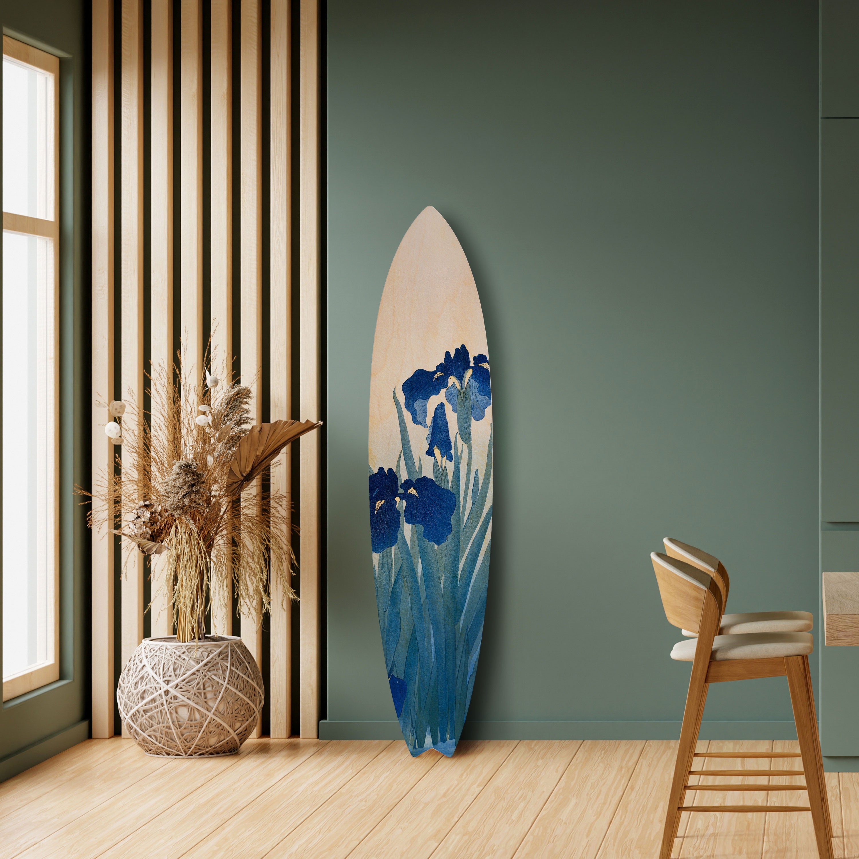 BLUE FLORAL RIDE Dekoracyjna deska surfingowa