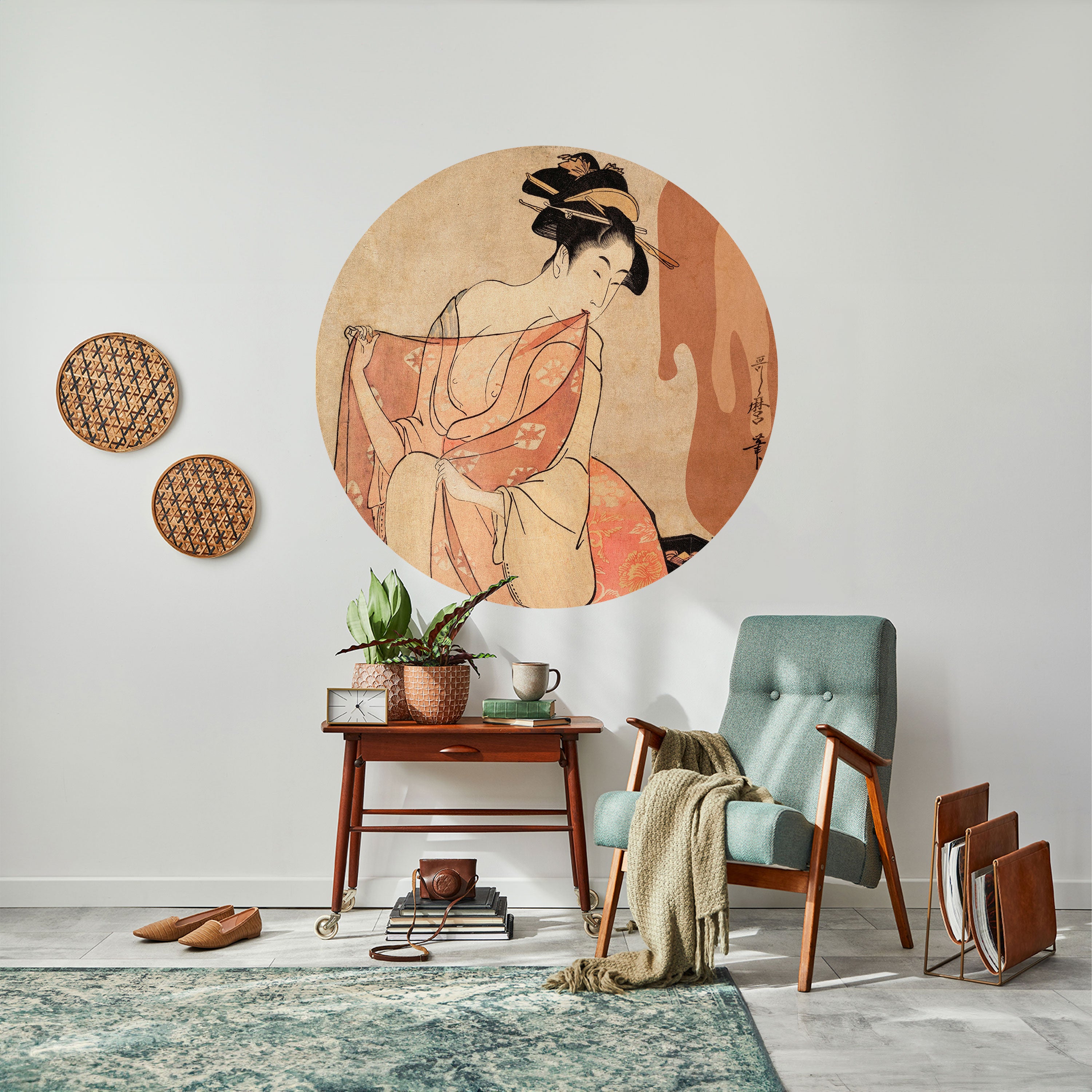 WOMAN, CAT AND EXTRA BROWN Naklejka okrągła