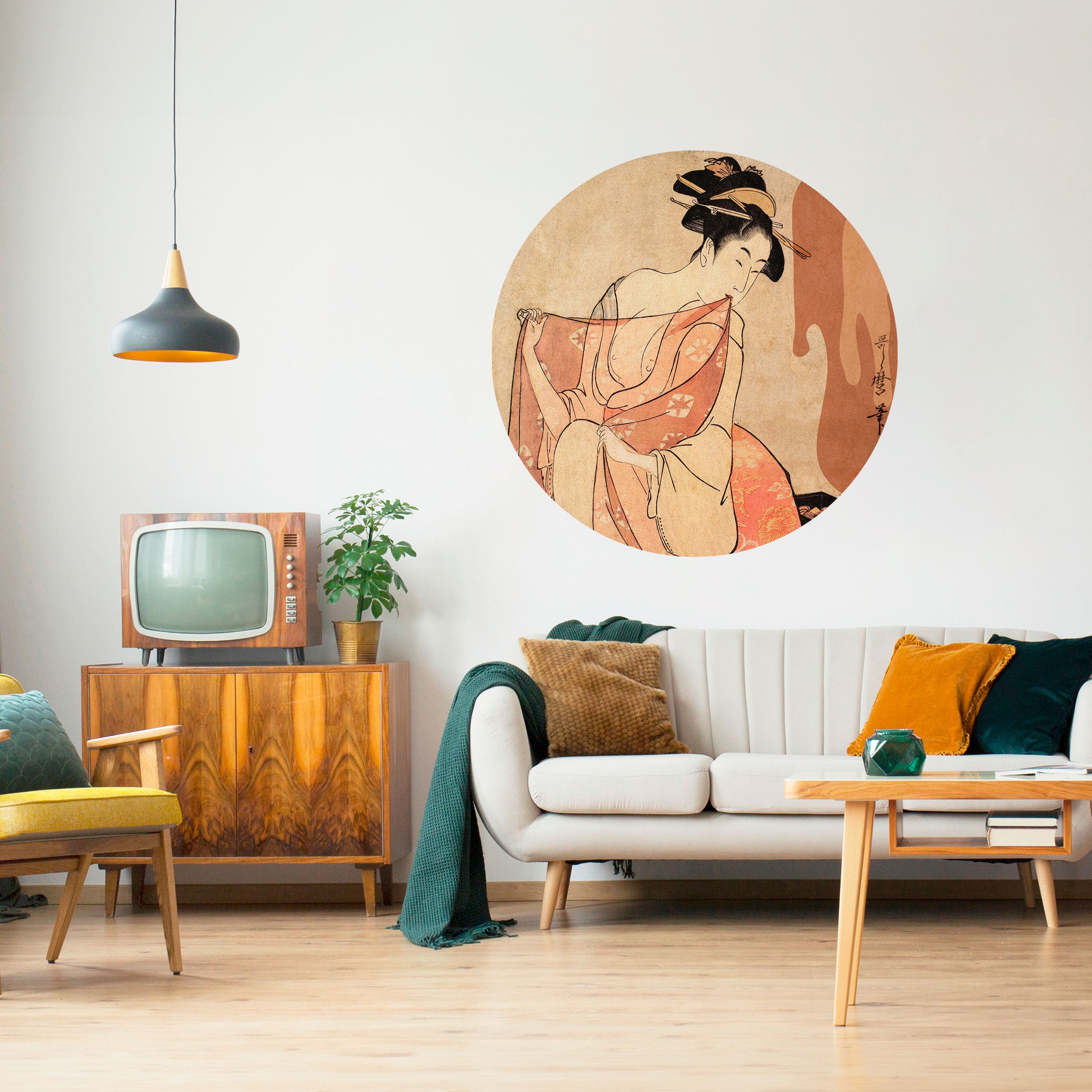 WOMAN, CAT AND EXTRA BROWN Naklejka okrągła