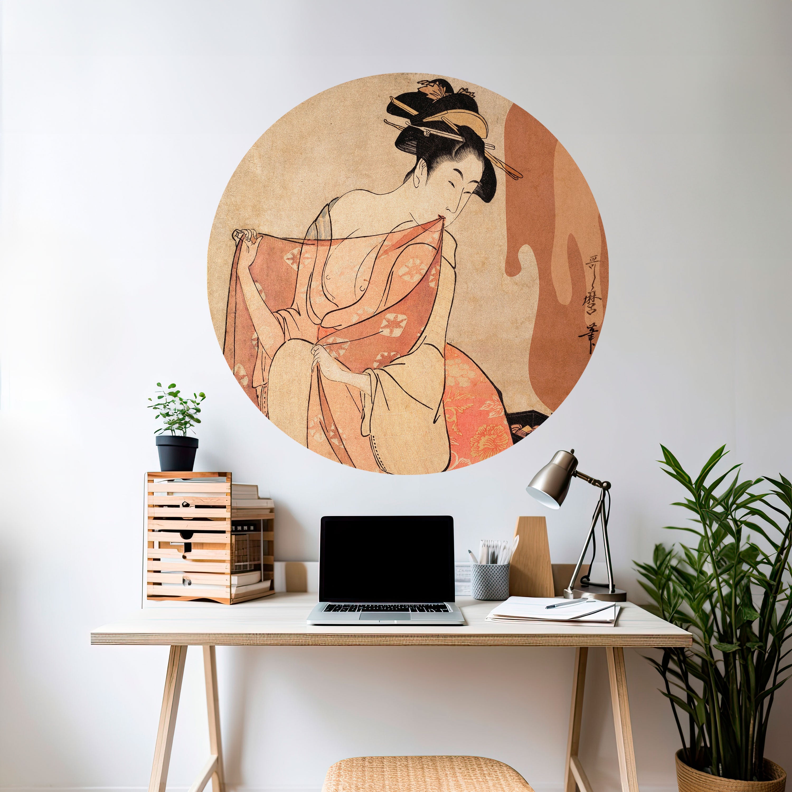 WOMAN, CAT AND EXTRA BROWN Naklejka okrągła