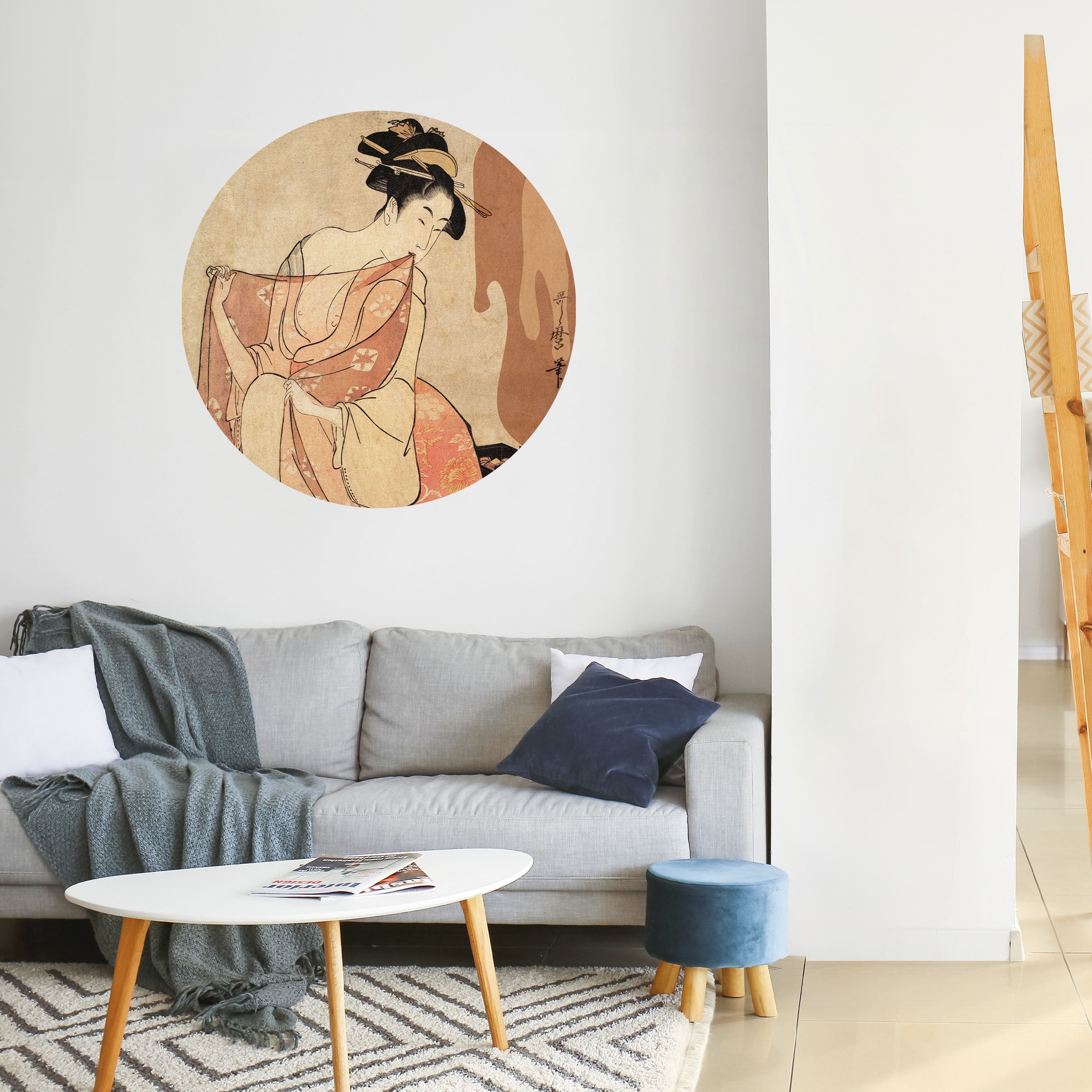 WOMAN, CAT AND EXTRA BROWN Naklejka okrągła