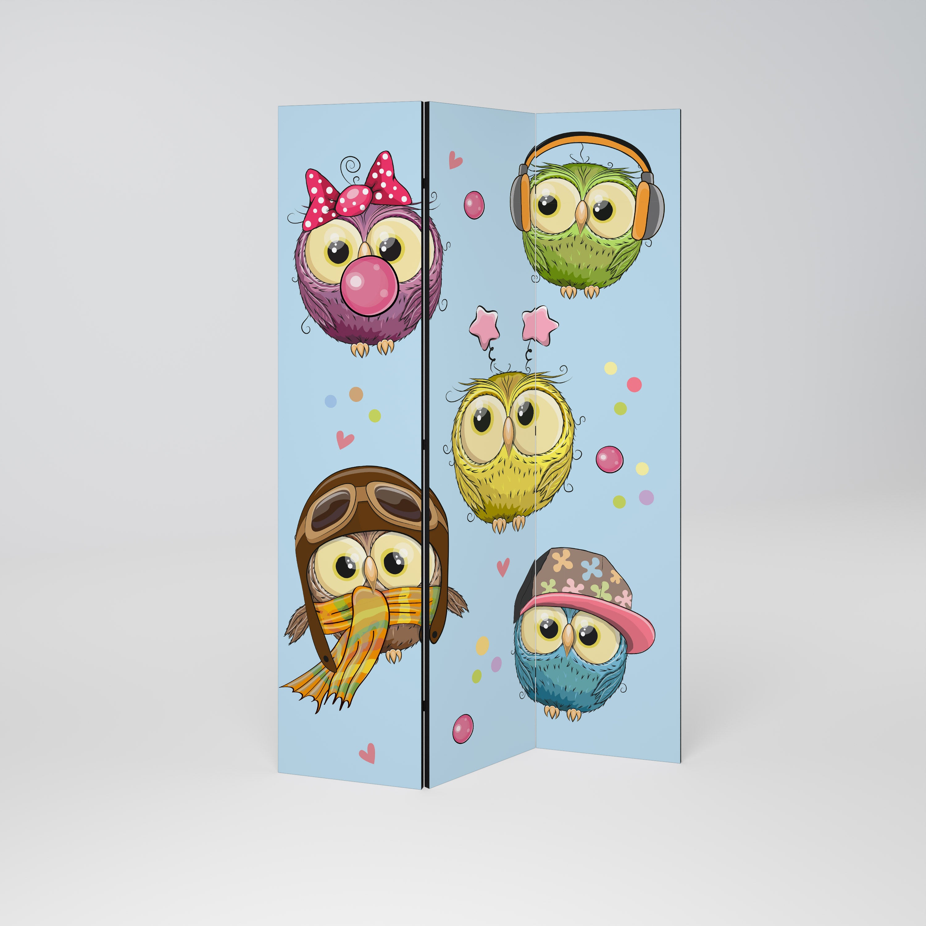 OWLY SQUAD Dekoracyjny parawan 3-skrzydłowy