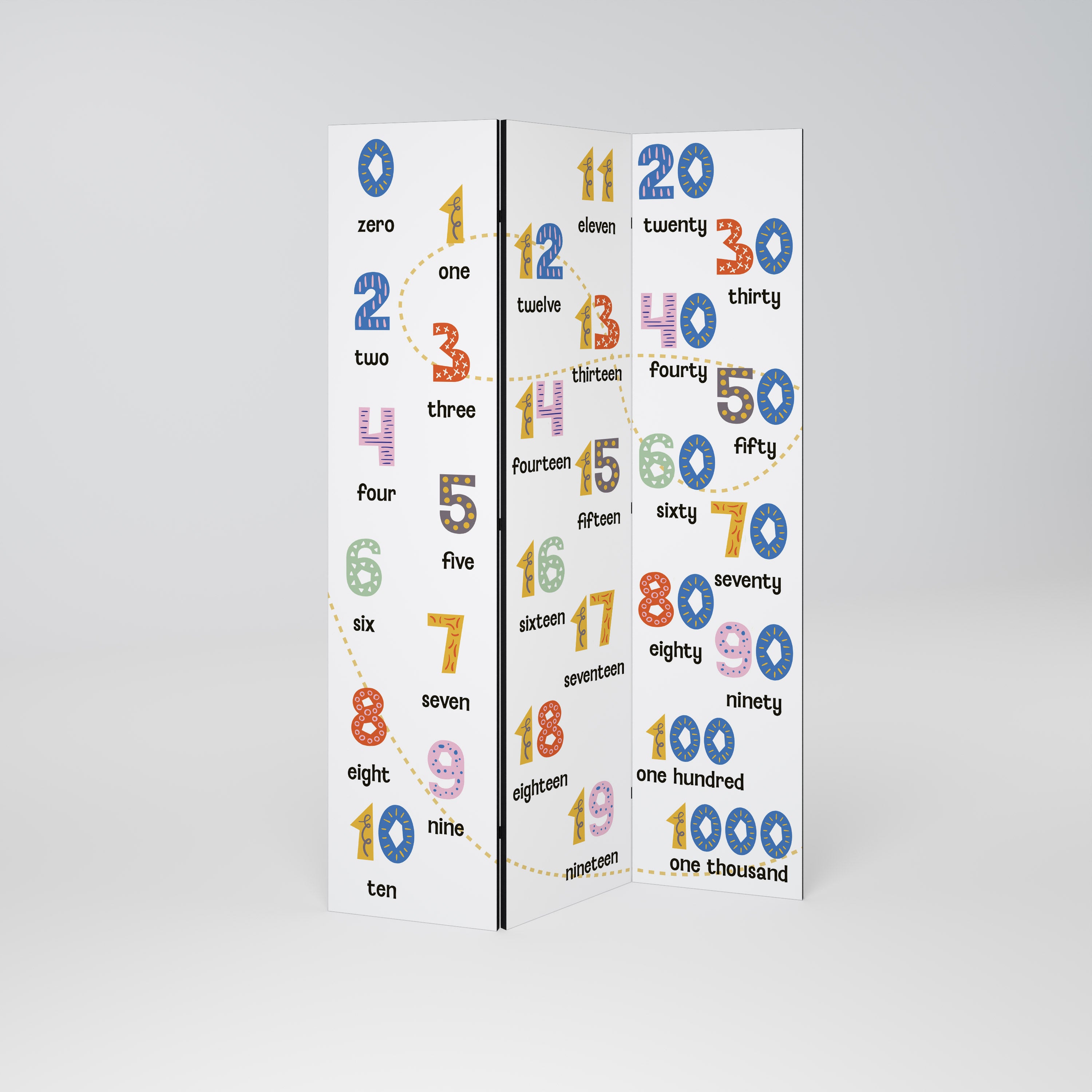 COUNTING LESSON Dekoracyjny parawan 3-skrzydłowy