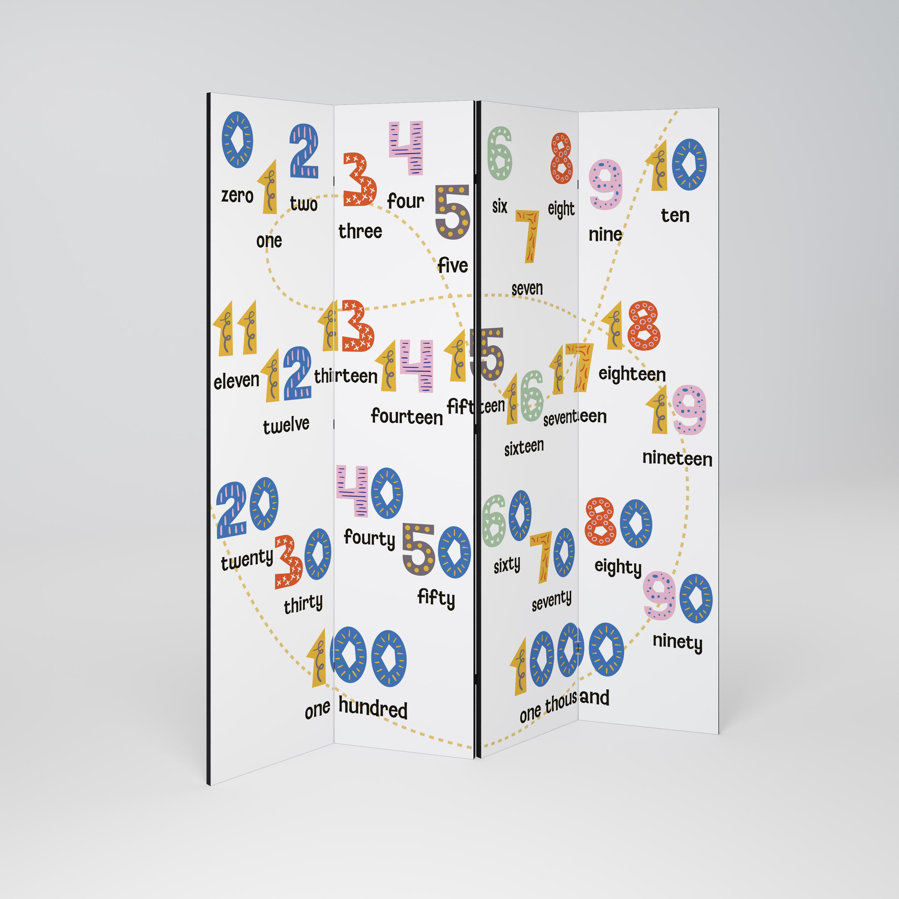 COUNTING LESSON Dekoracyjny parawan 4-skrzydłowy