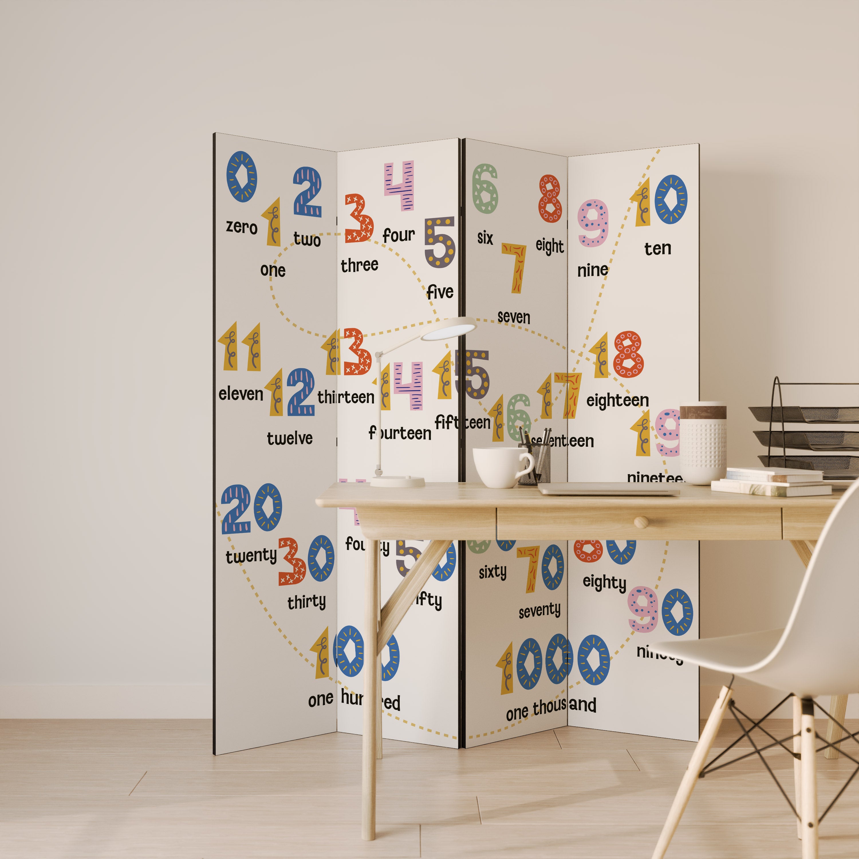 COUNTING LESSON Dekoracyjny parawan 4-skrzydłowy