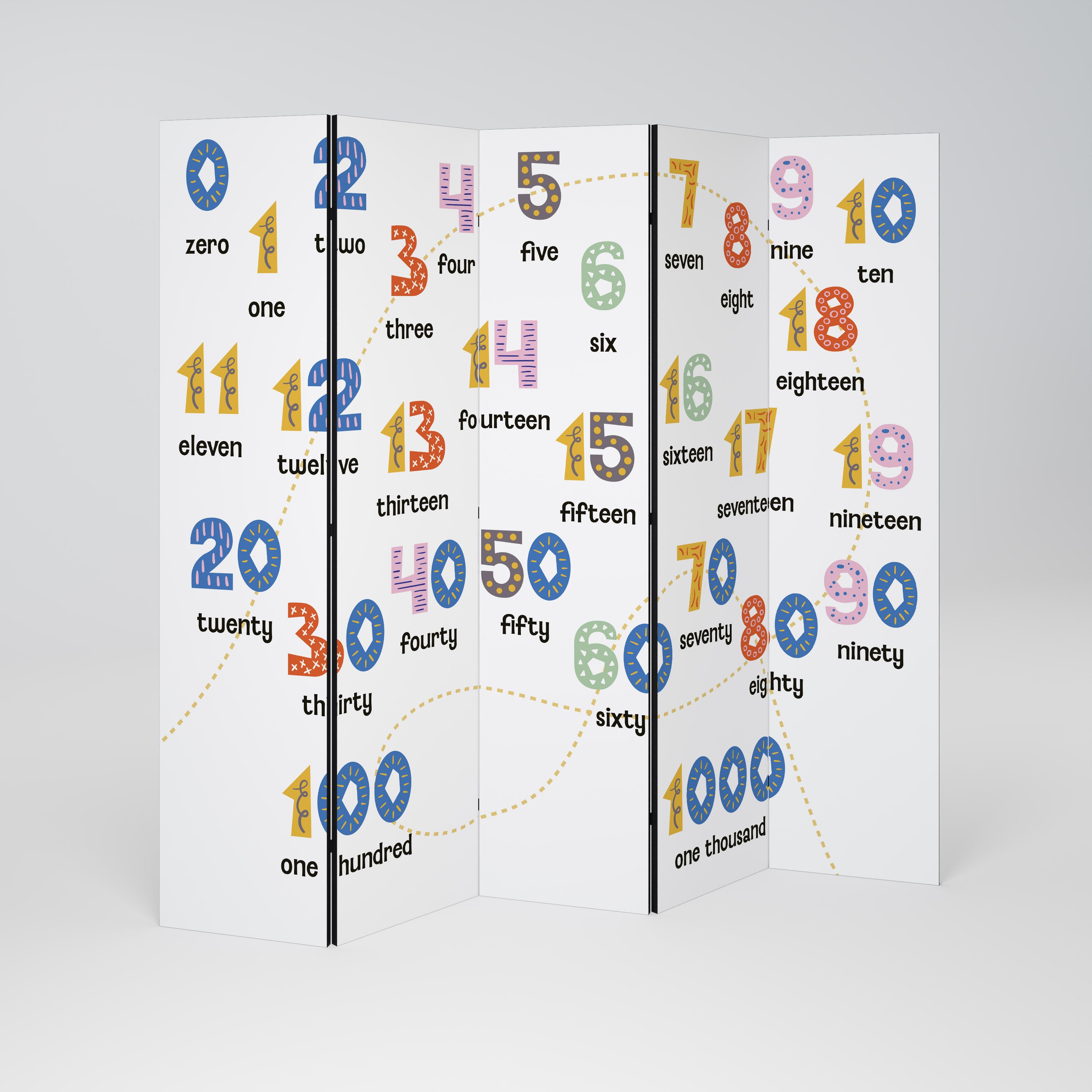 COUNTING LESSON Dekoracyjny parawan 5-skrzydłowy