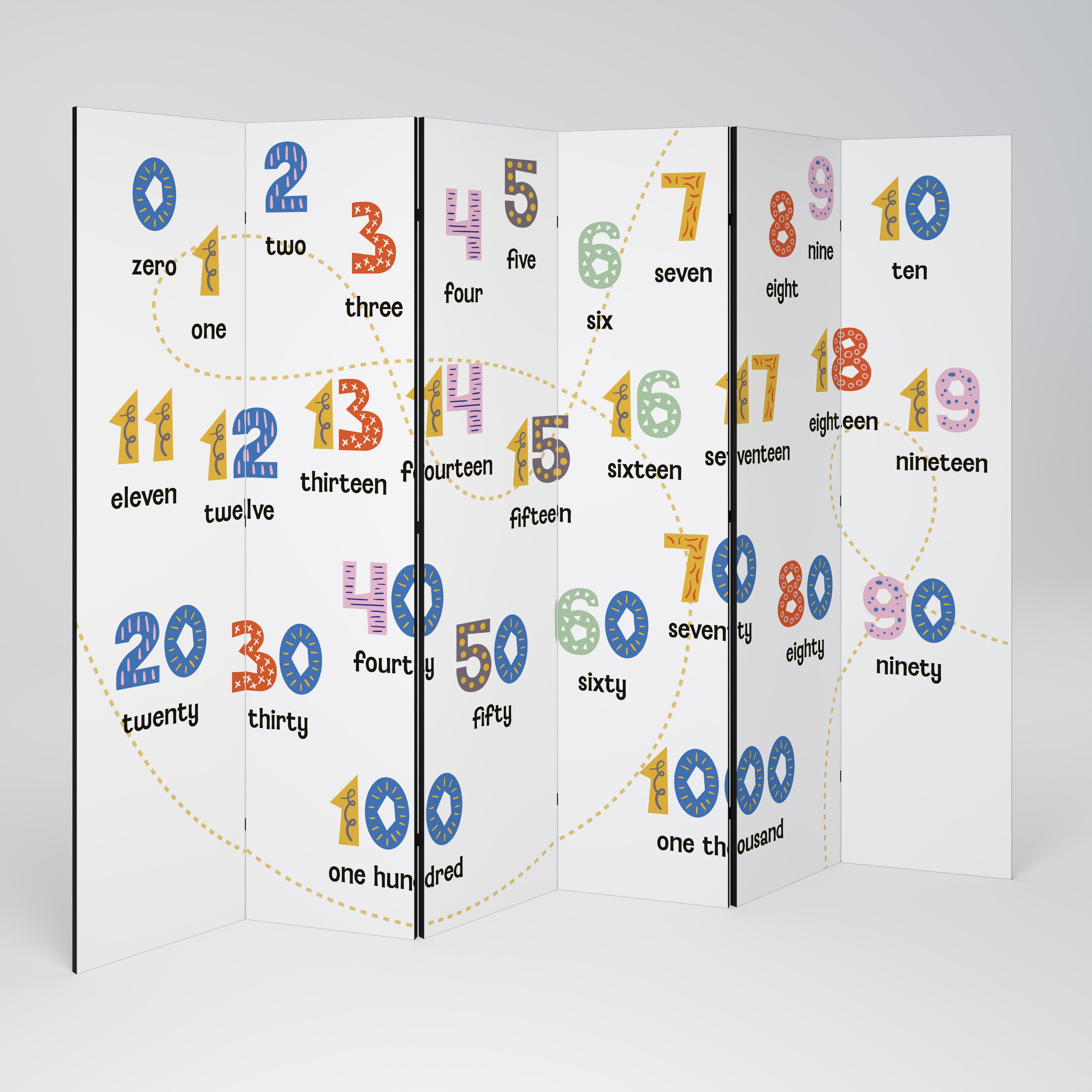 COUNTING LESSON Dekoracyjny parawan 6-skrzydłowy