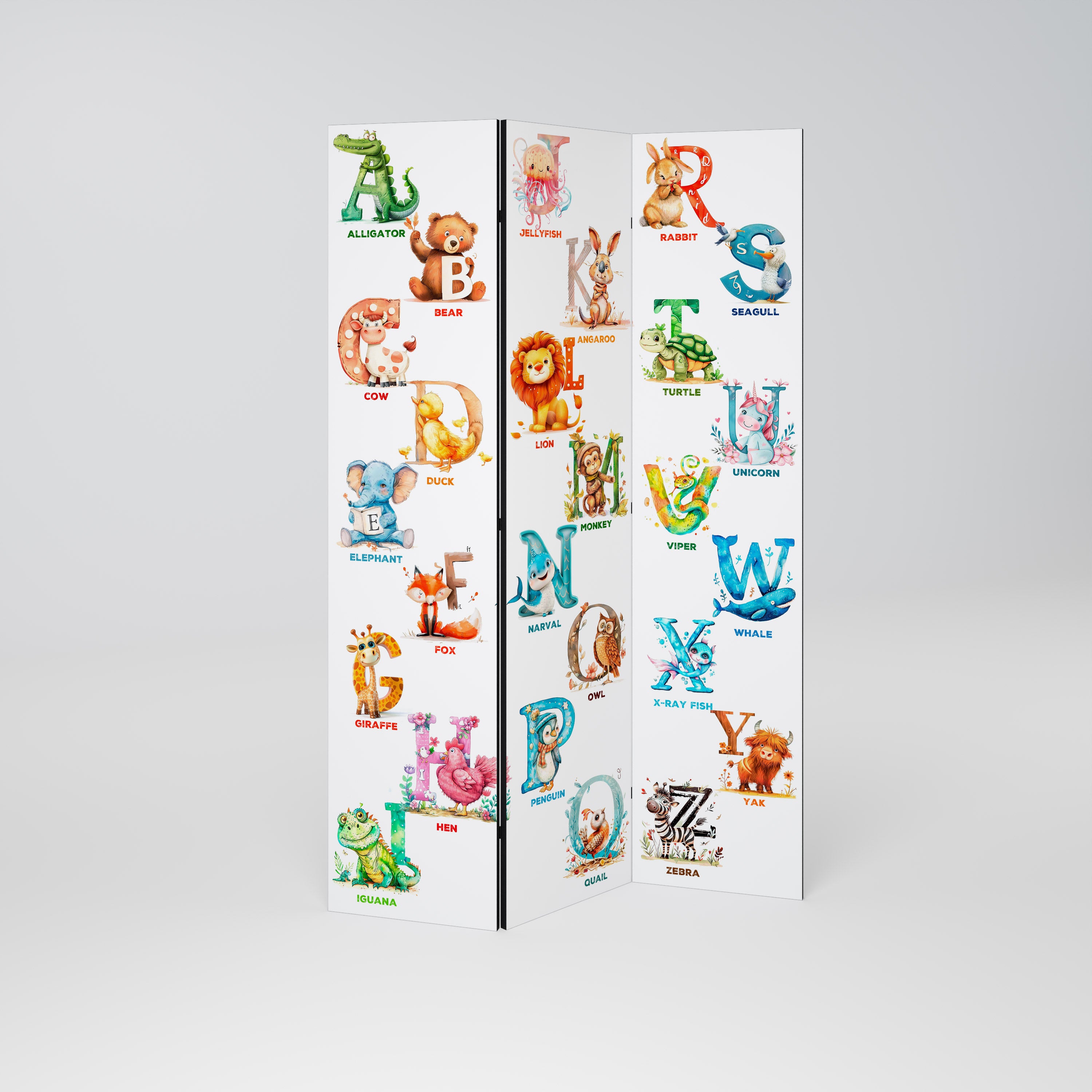 JOYFUL LETTERS Dekoracyjny parawan 3-skrzydłowy