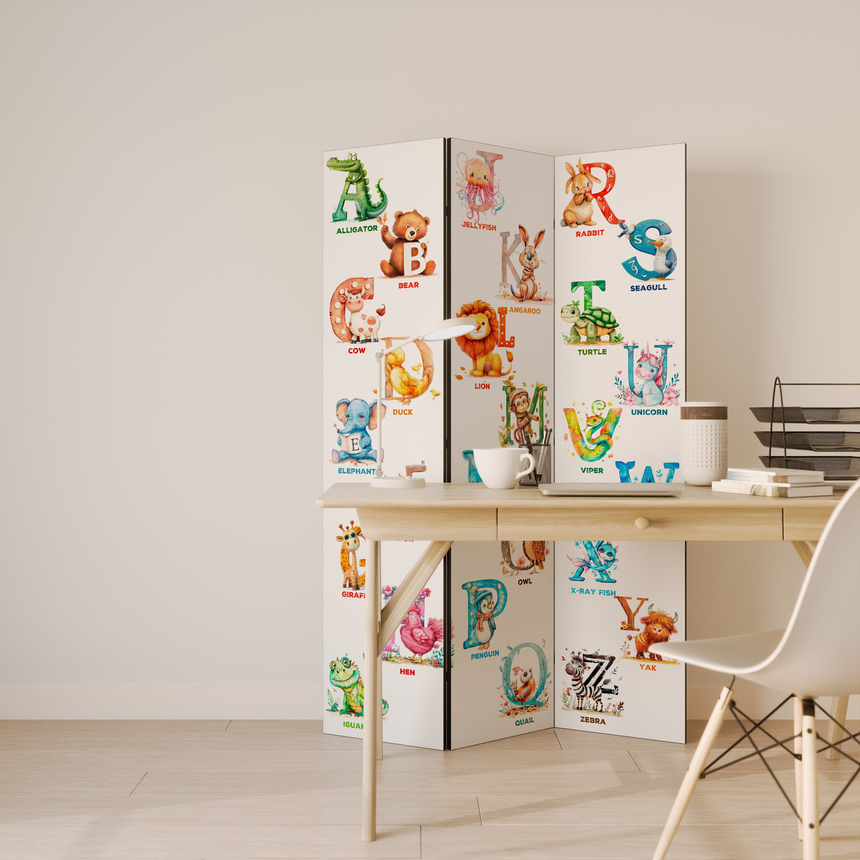 JOYFUL LETTERS Dekoracyjny parawan 3-skrzydłowy
