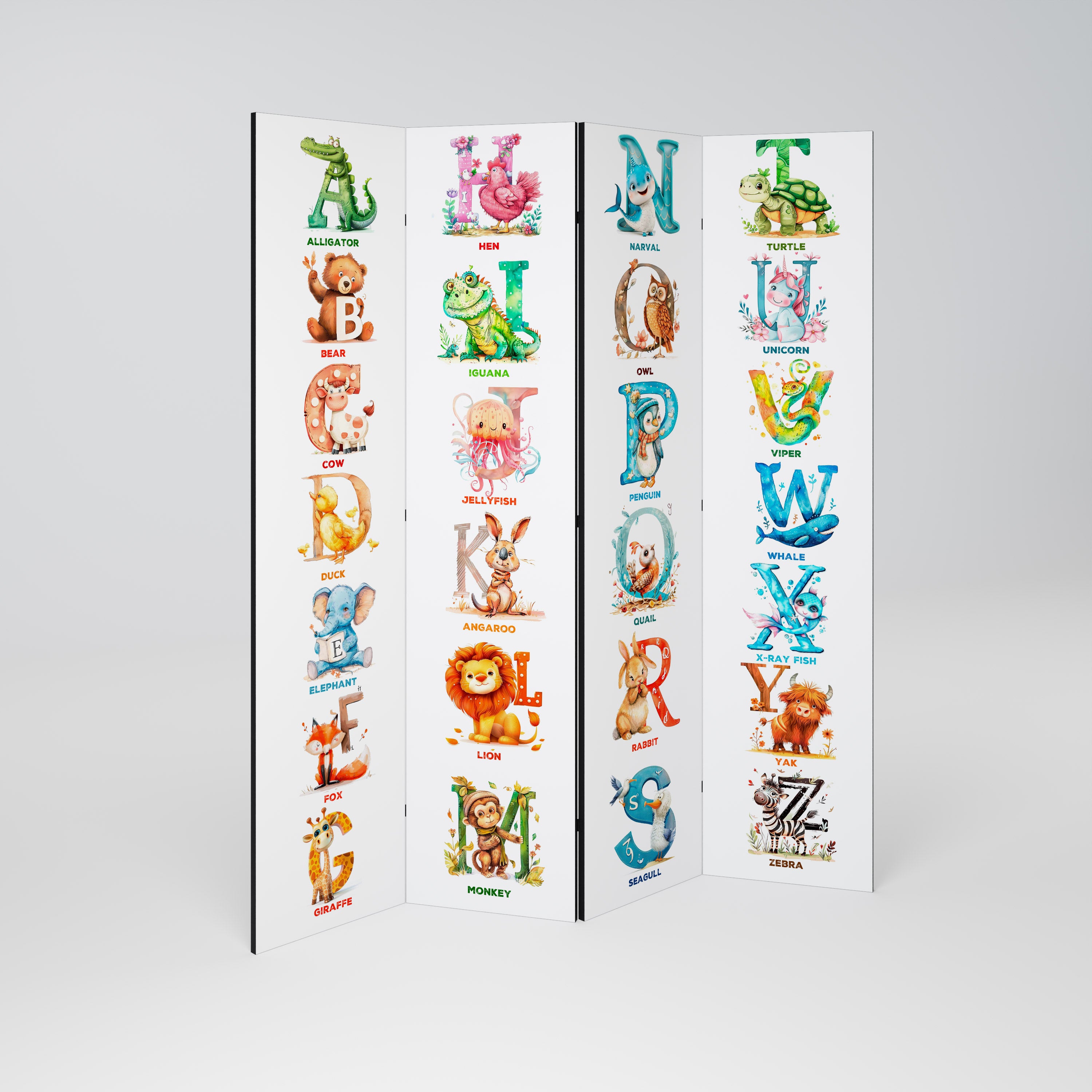 JOYFUL LETTERS Dekoracyjny parawan 4-skrzydłowy