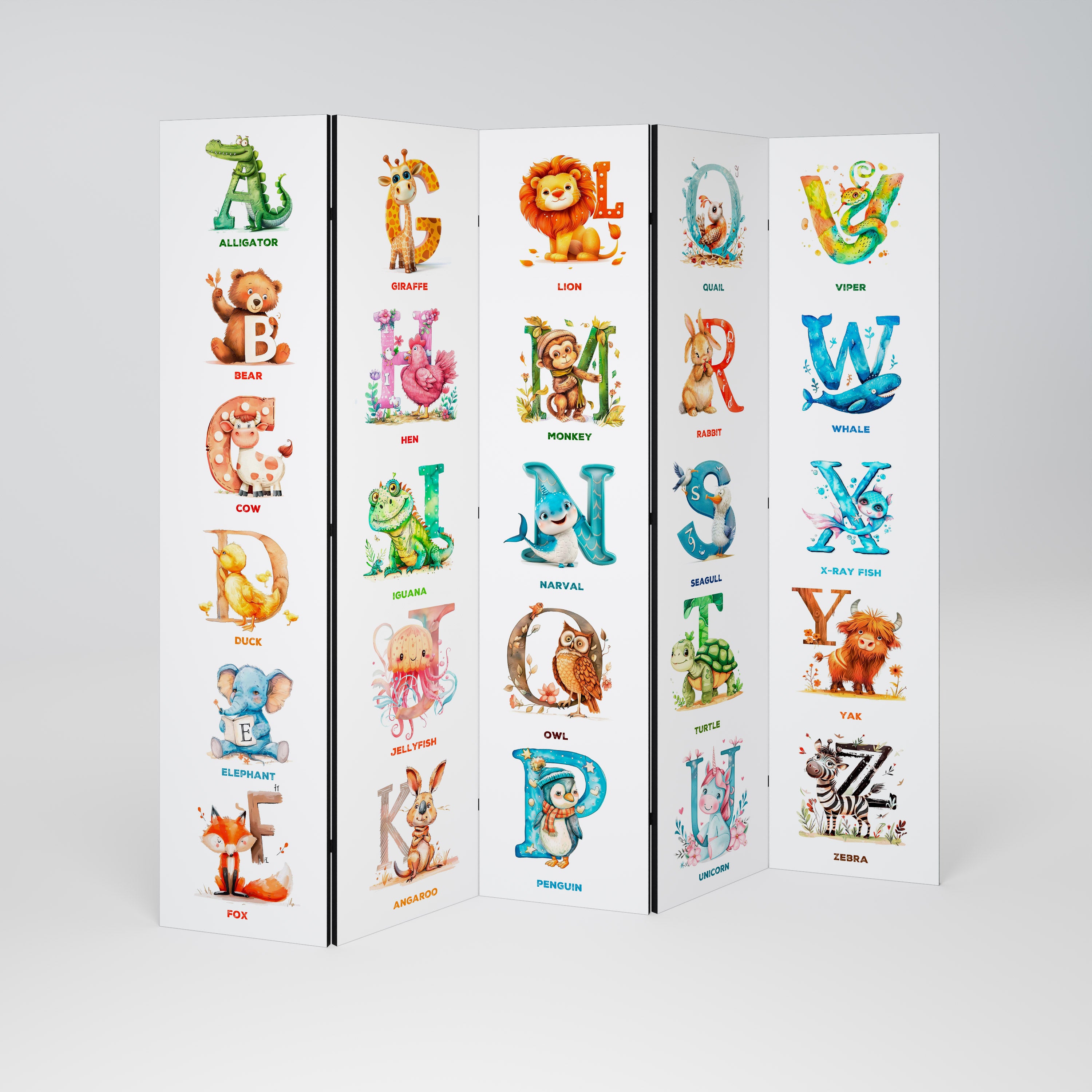 JOYFUL LETTERS Dekoracyjny parawan 5-skrzydłowy