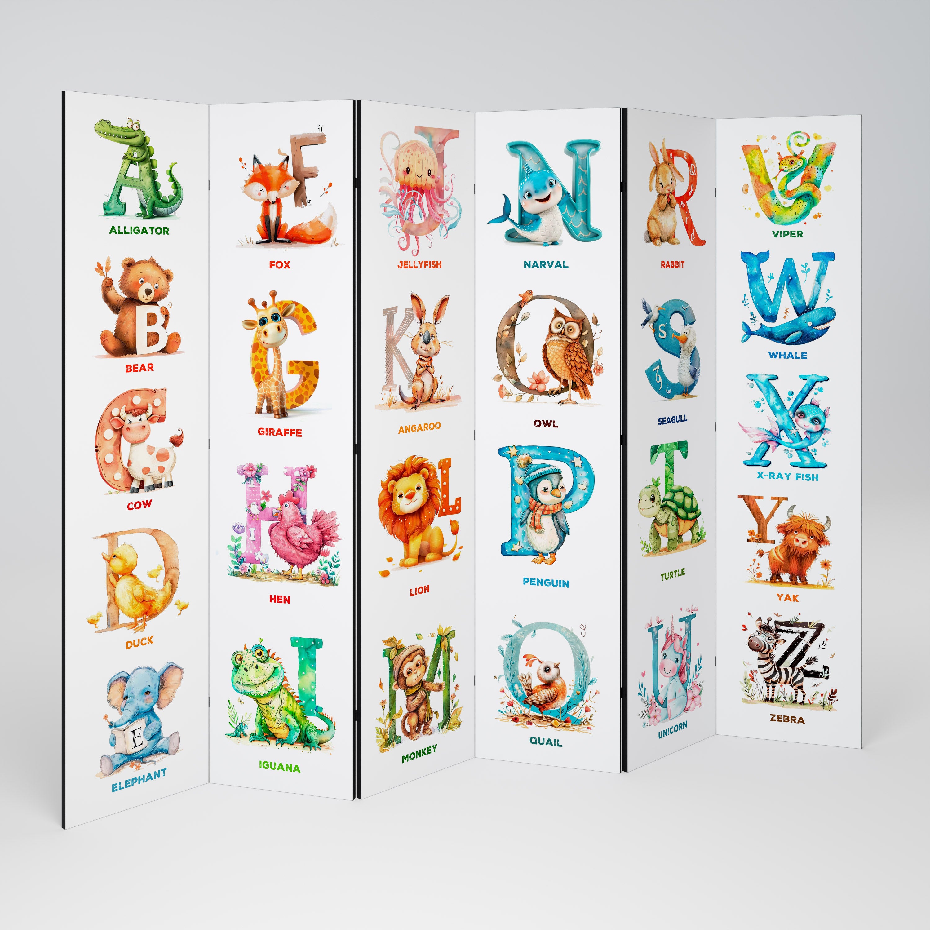 JOYFUL LETTERS Dekoracyjny parawan 6-skrzydłowy
