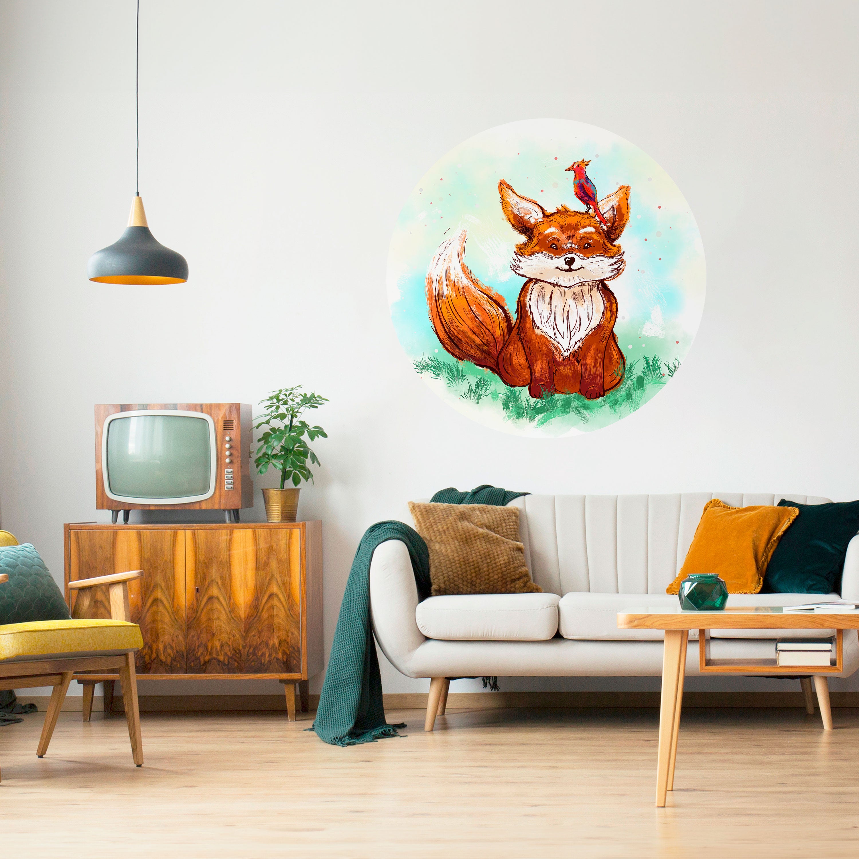 FOX FRIENDS Naklejka okrągła