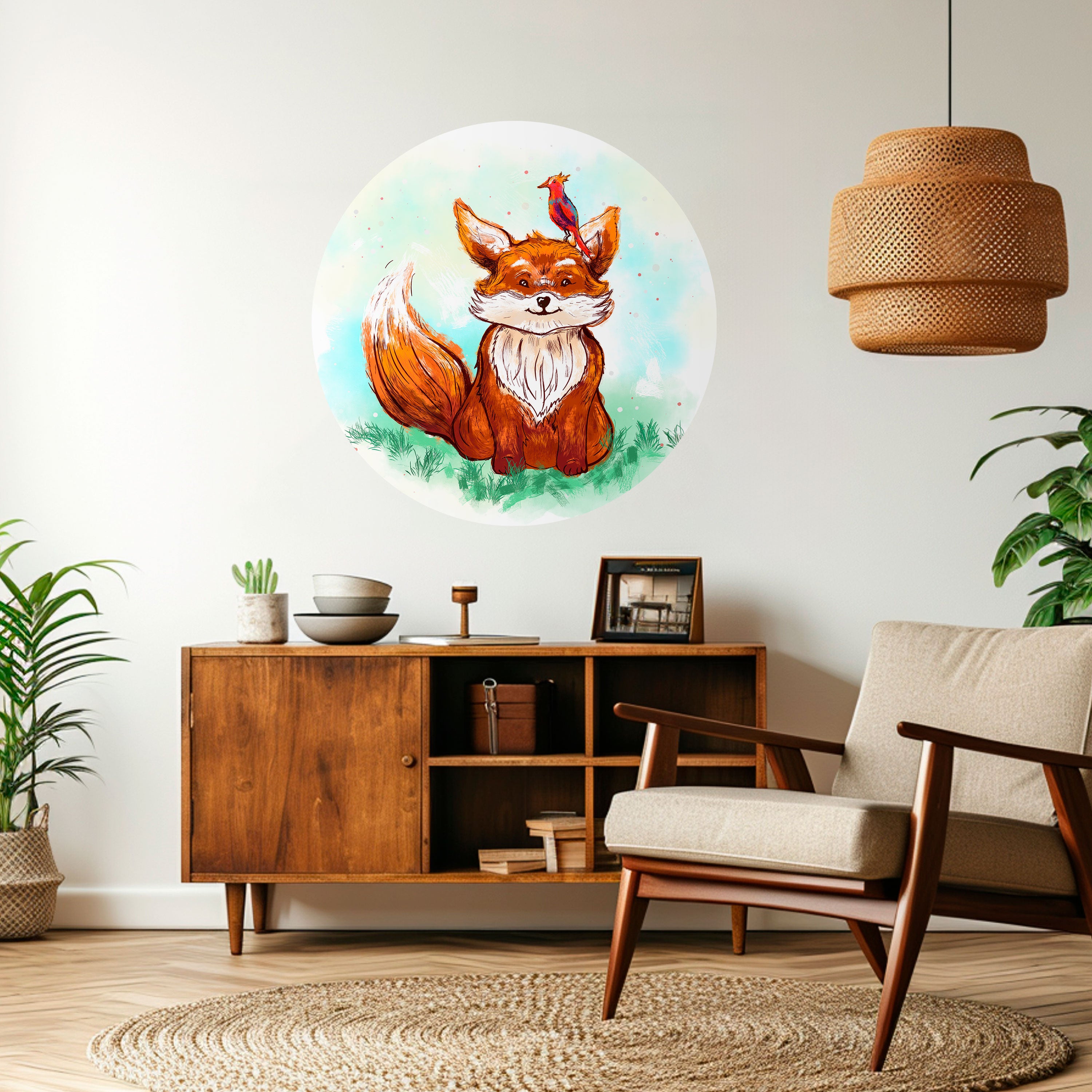 FOX FRIENDS Naklejka okrągła