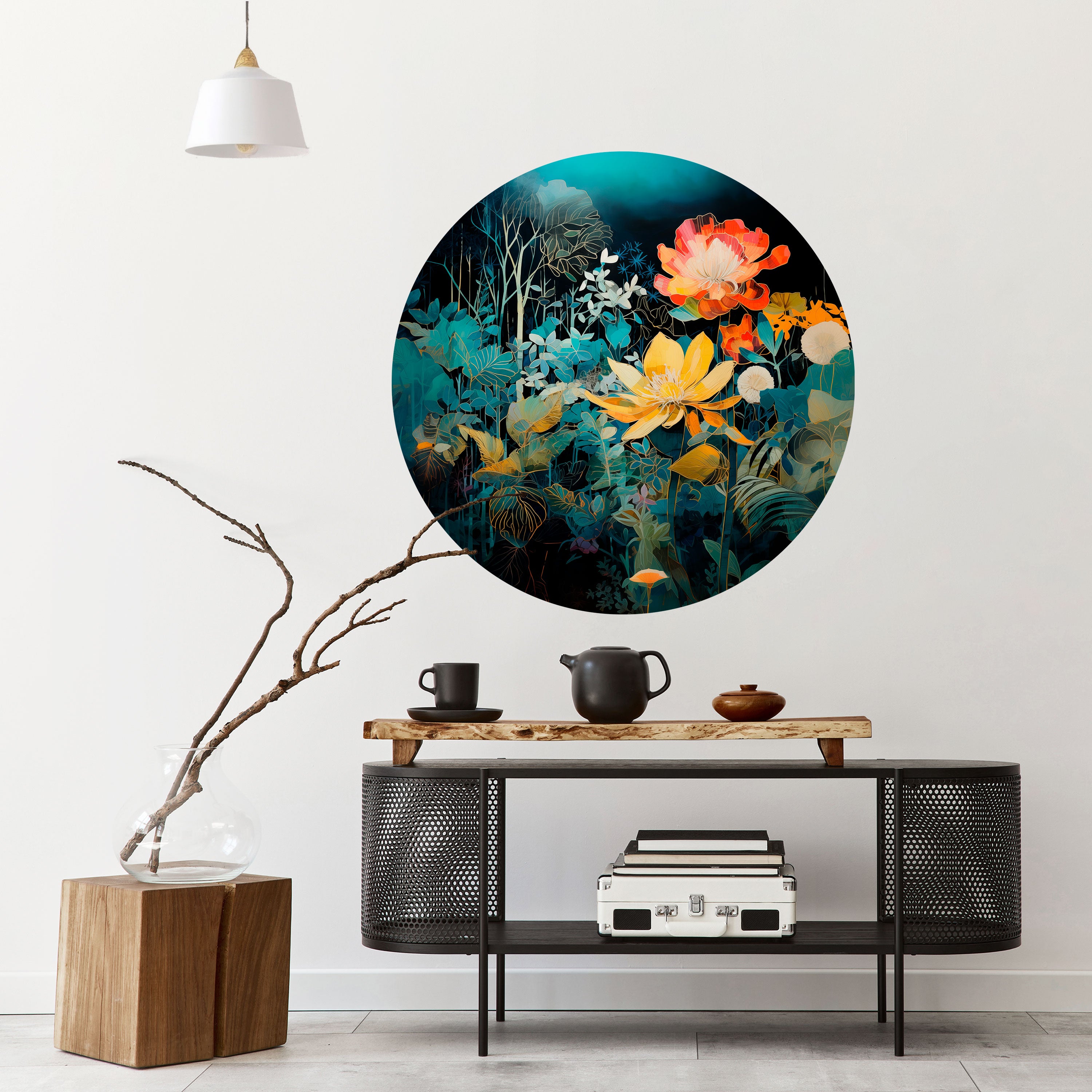 MIDNIGHT FLOWERS Naklejka okrągła