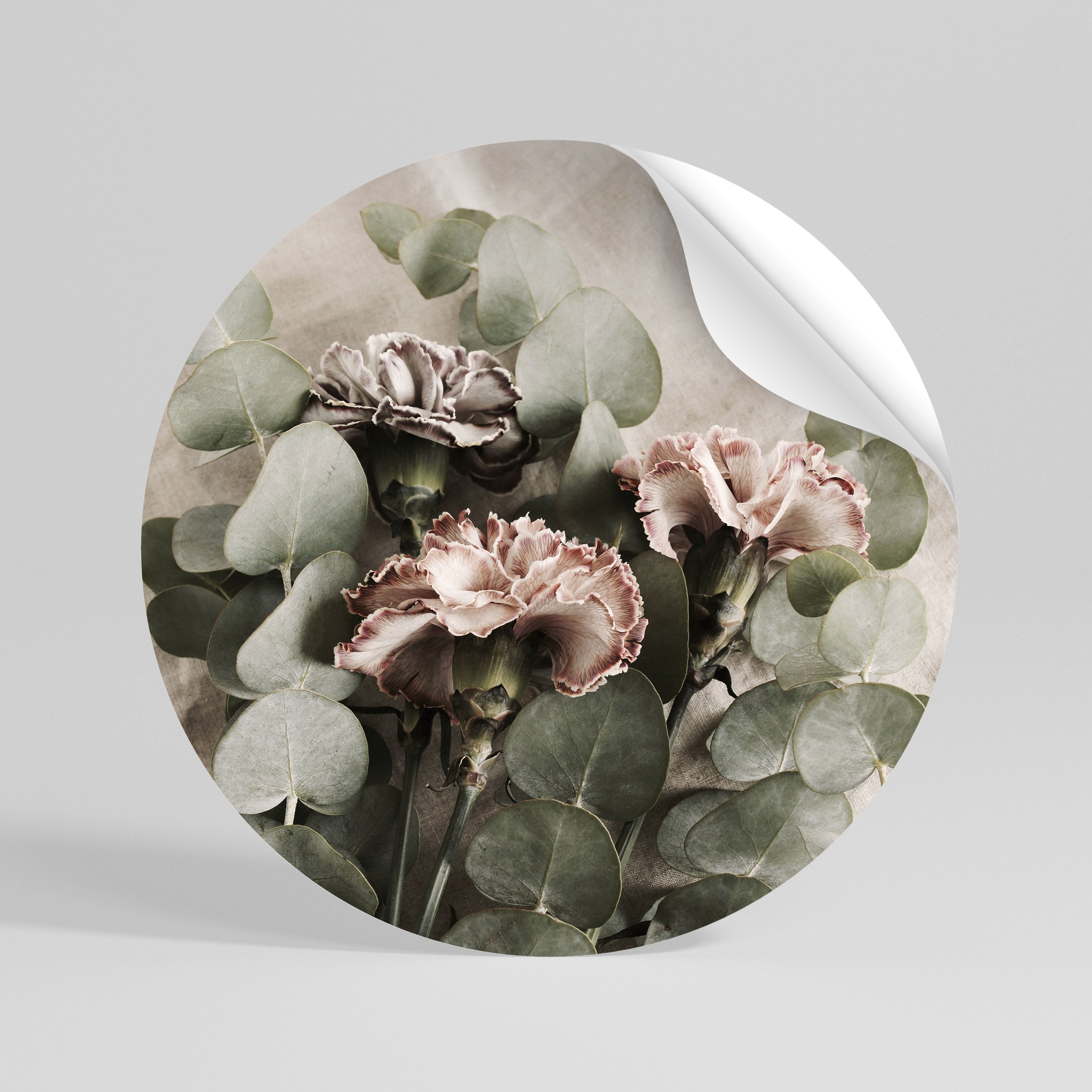 LINEN CLOVES Naklejka - okrągła