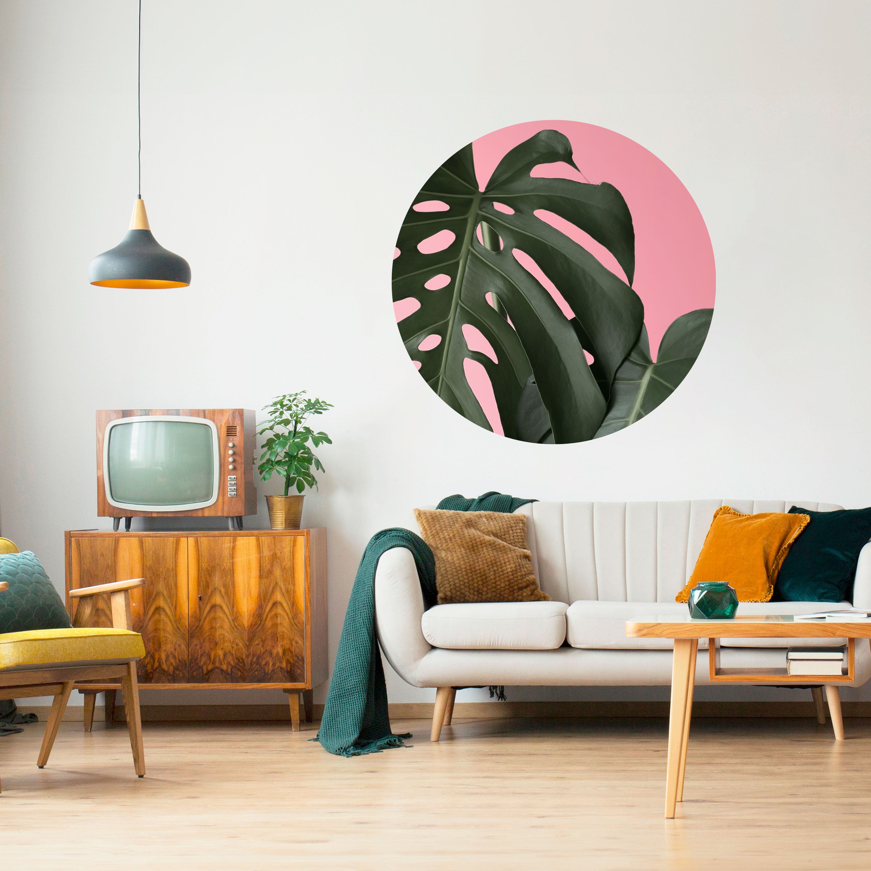 LADY MONSTERA Naklejka okrągła