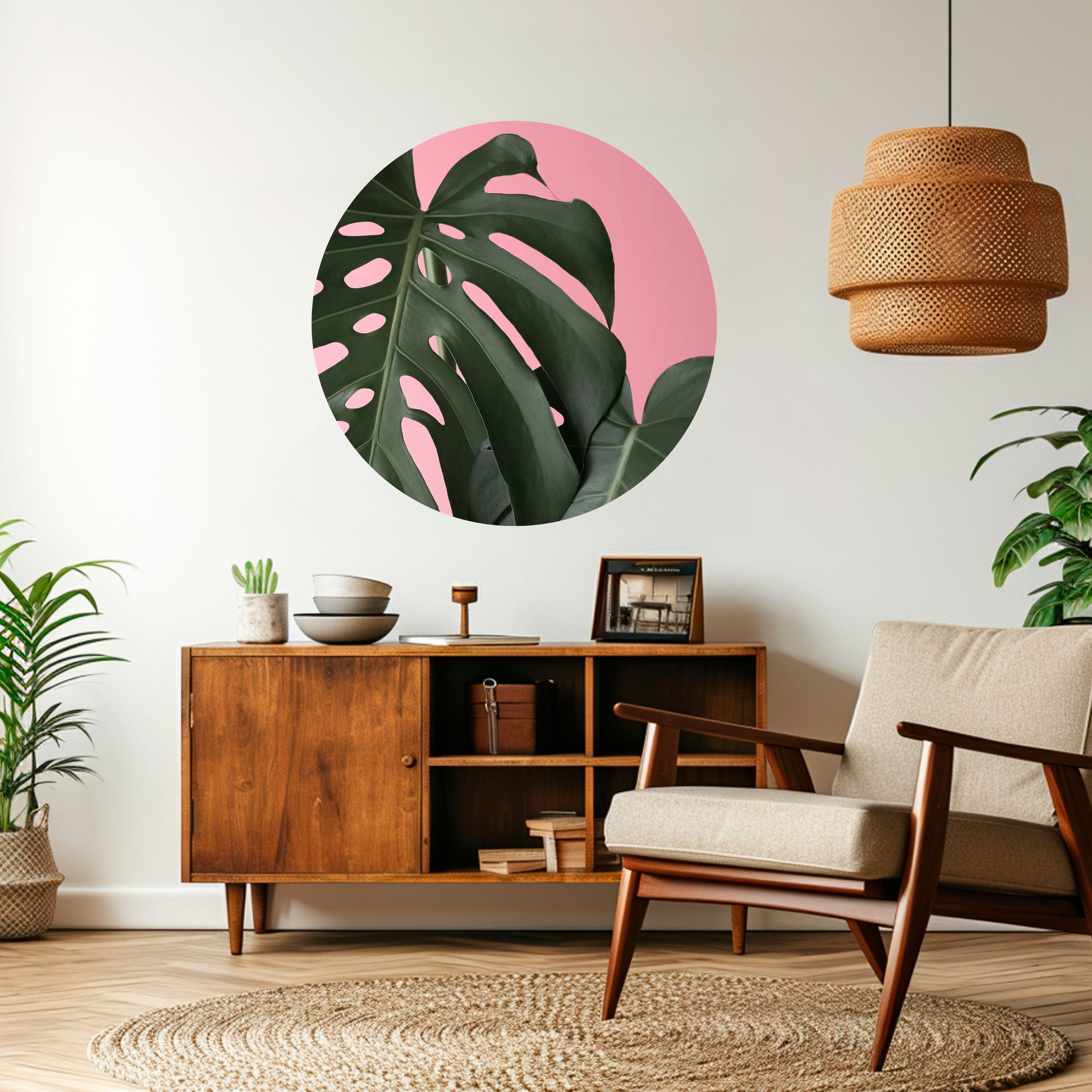 LADY MONSTERA Naklejka okrągła