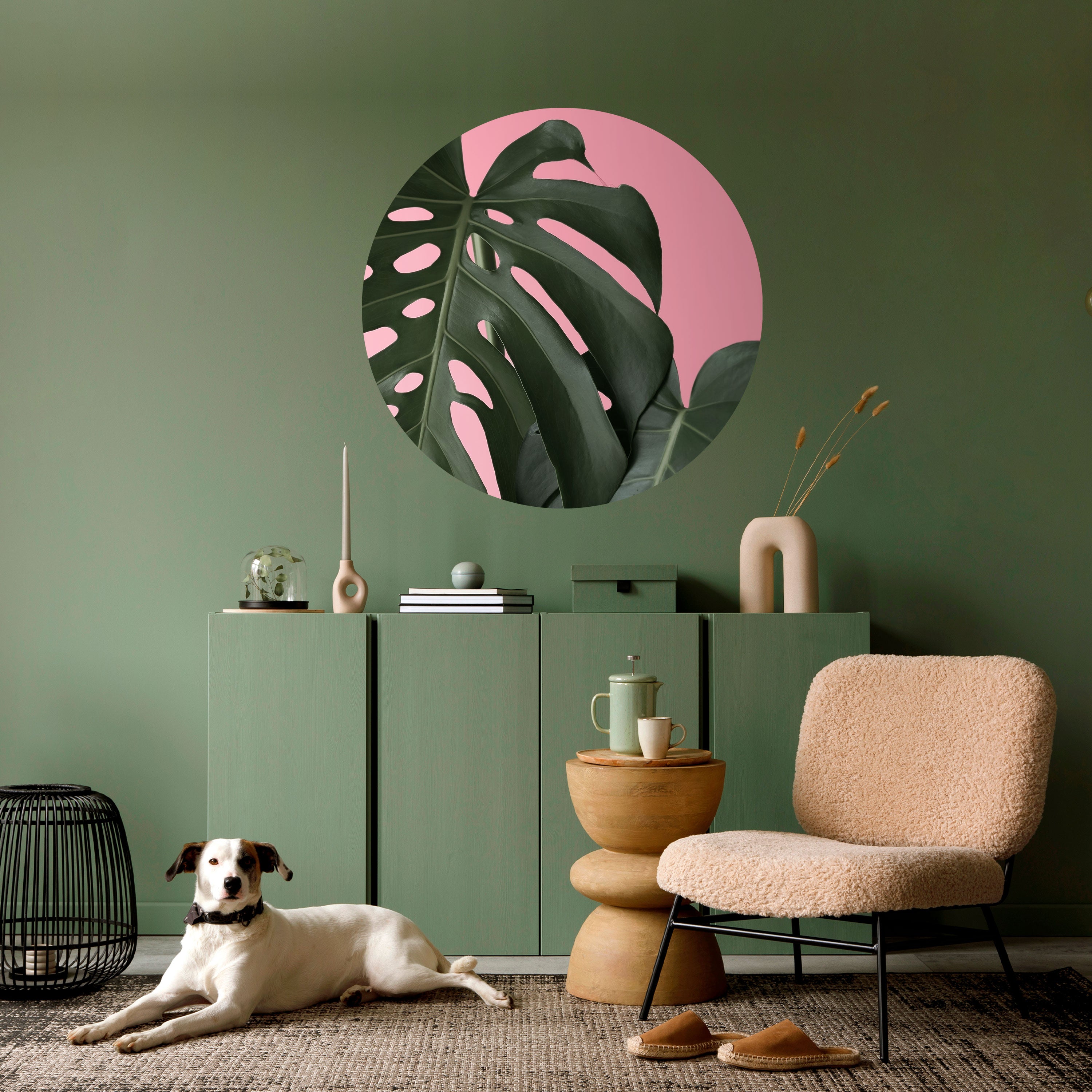 LADY MONSTERA Naklejka okrągła