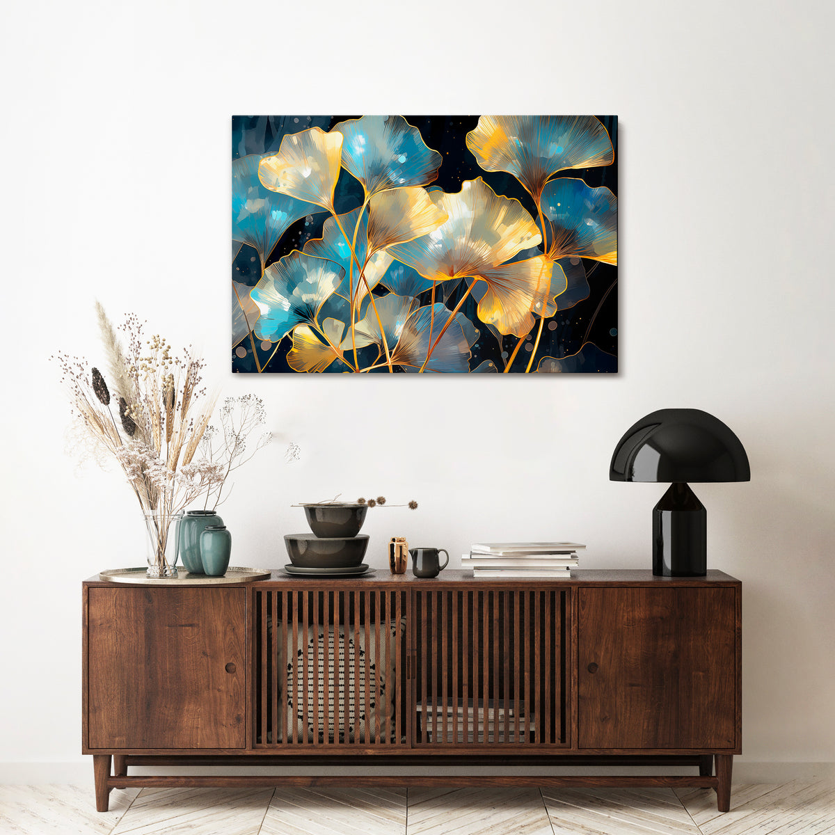 GLIMMERING GINKGO DREAMS Poziomy obraz na płótnie