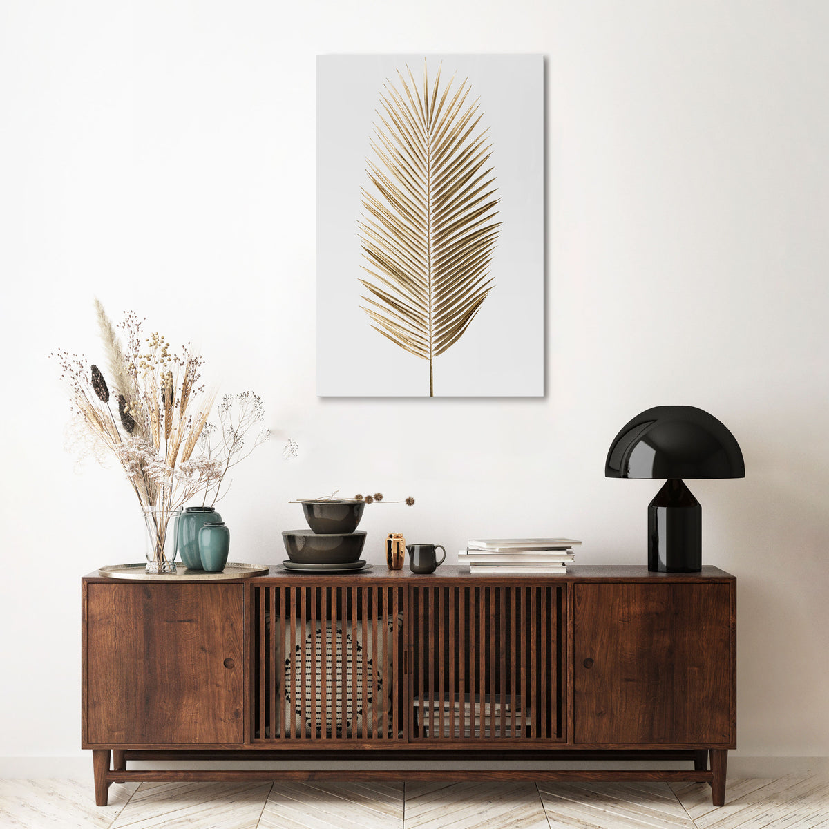 GOLDEN PALM ELEGANCE Pionowy obraz na płótnie