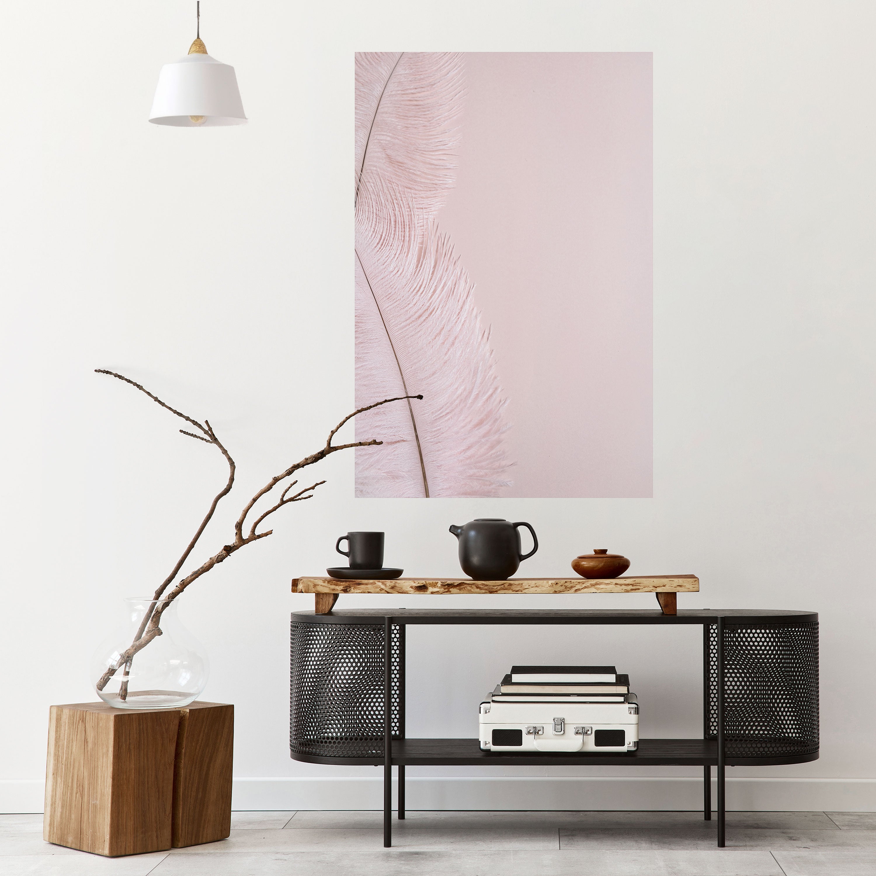 WHISPERING PINK FEATHERS Naklejka/Plakat pionowy