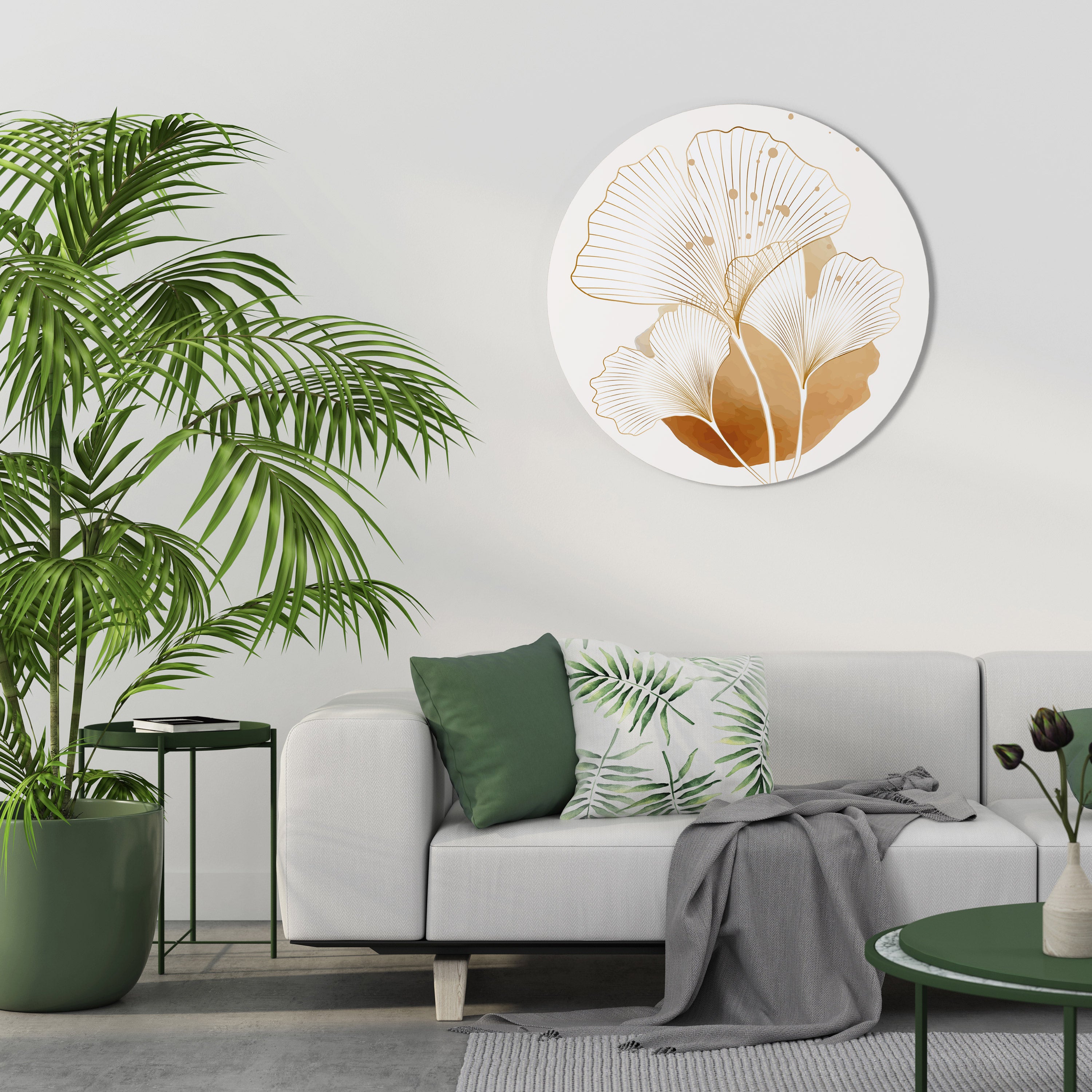 GOLDEN GINKGO DREAMS Obraz okrągły
