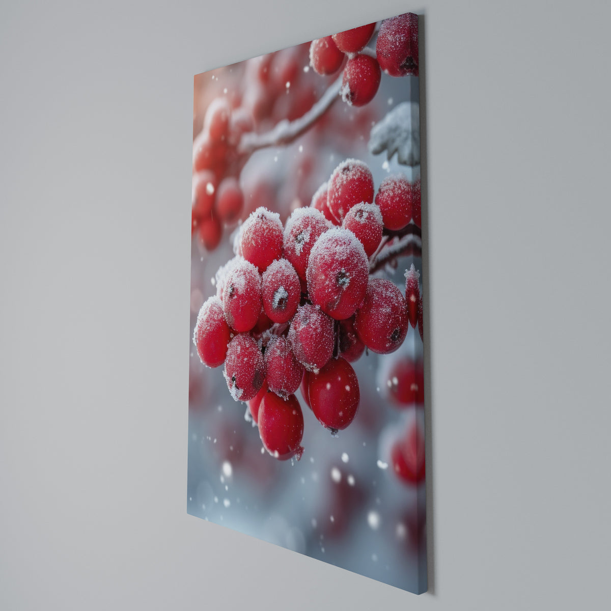 WINTER'S CRIMSON TREASURES Pionowy obraz na płótnie