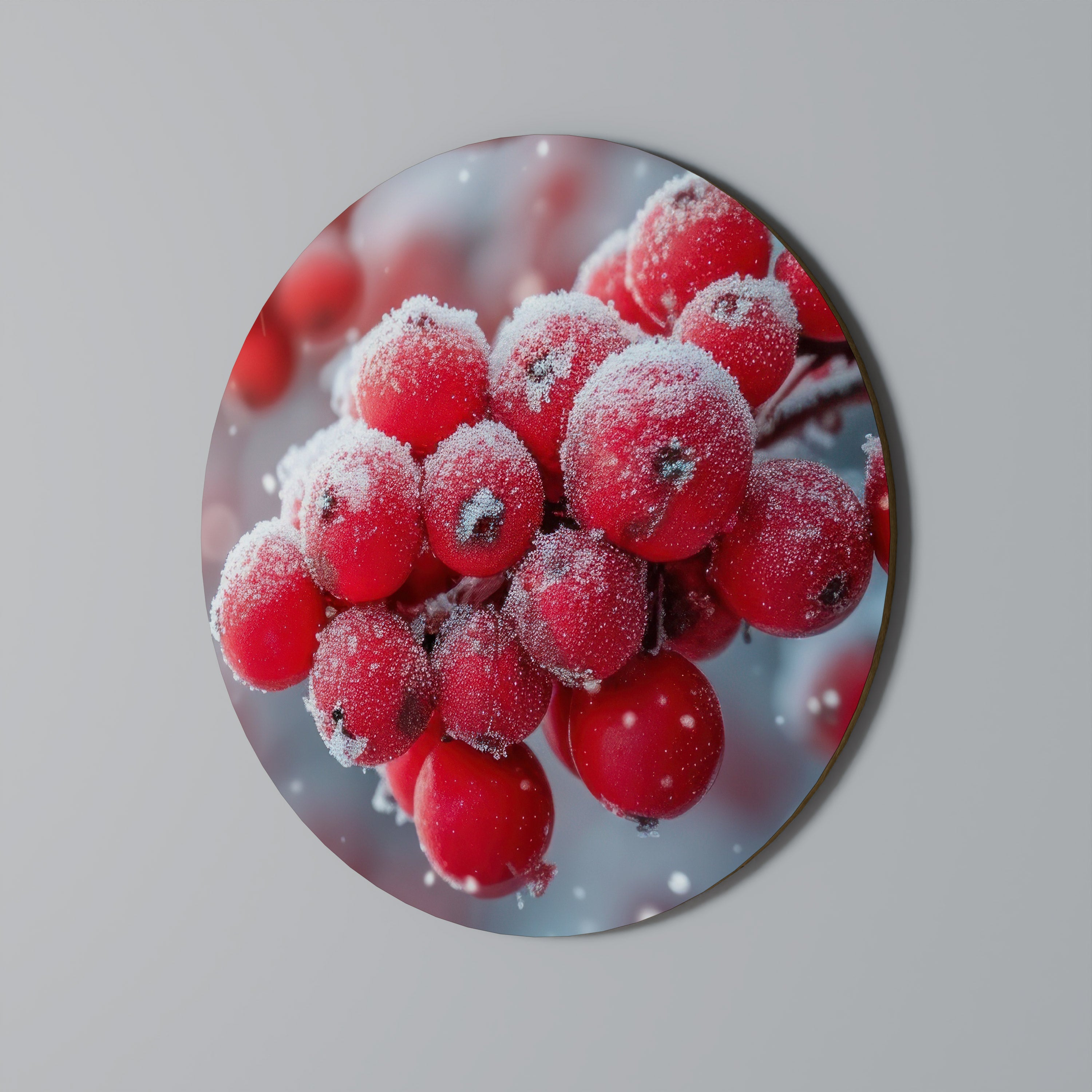 WINTER'S CRIMSON TREASURES Obraz okrągły