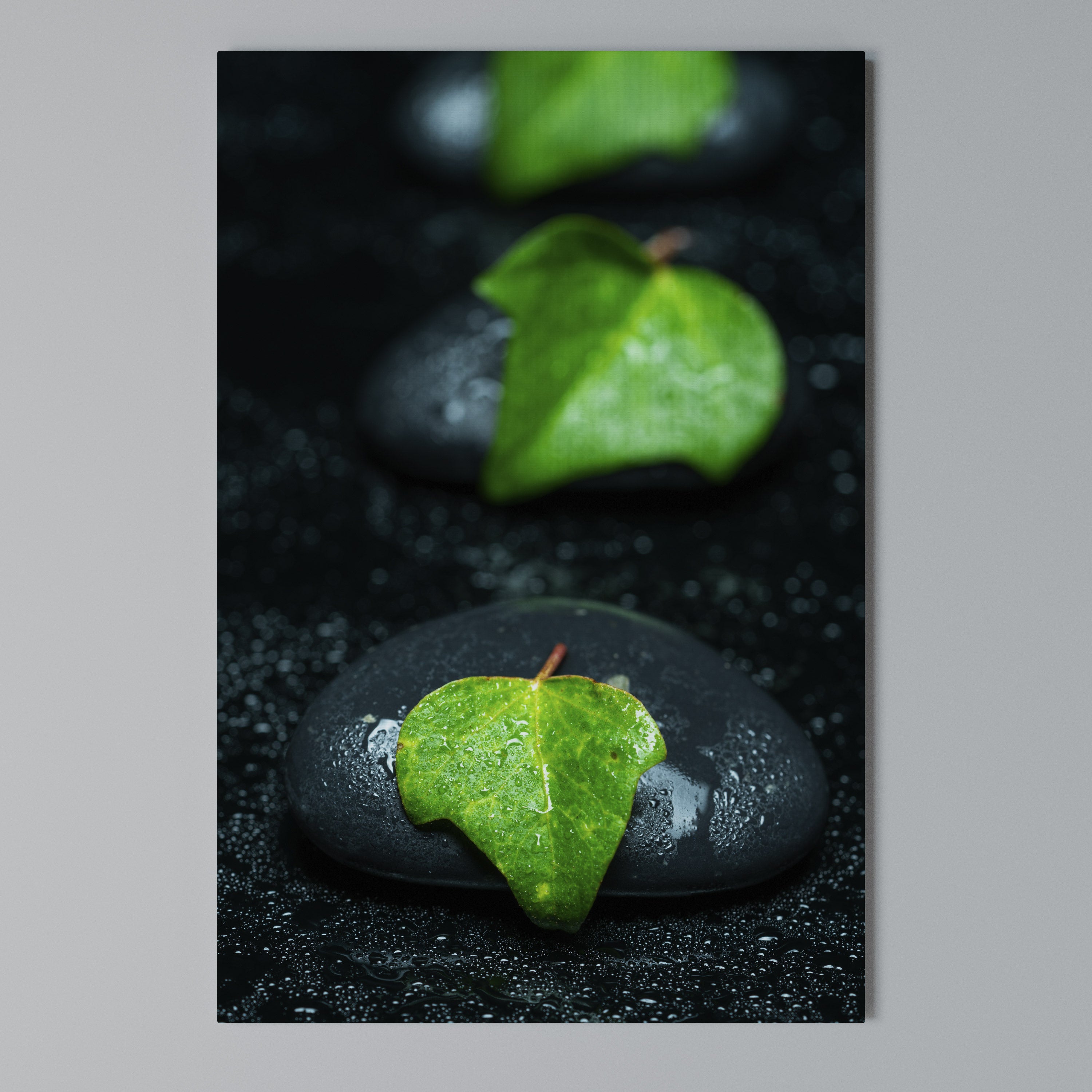 RAINDROPS ON STONE Pionowy obraz na płótnie