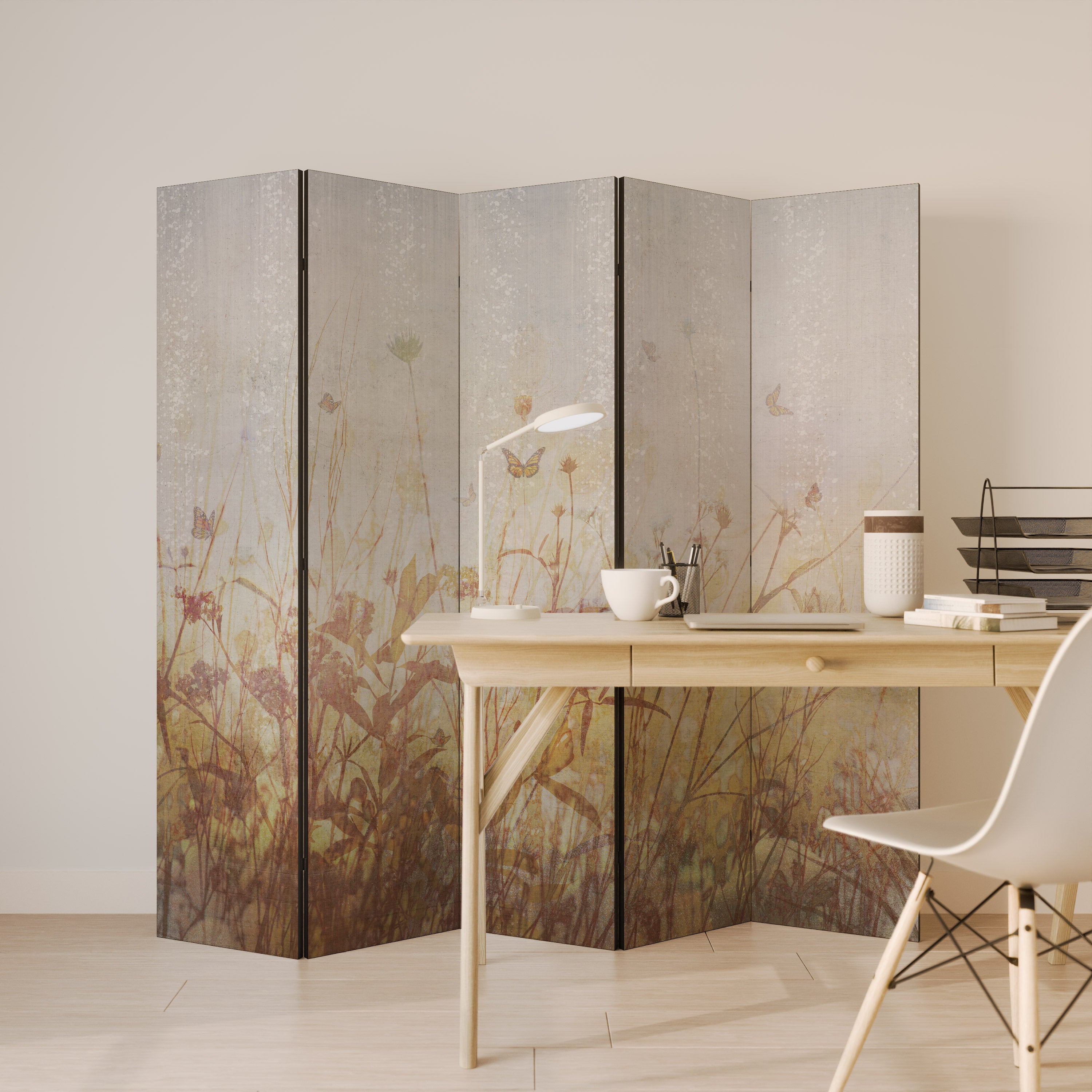MEADOW BUTTERFLIES Dekoracyjny parawan 5-skrzydłowy