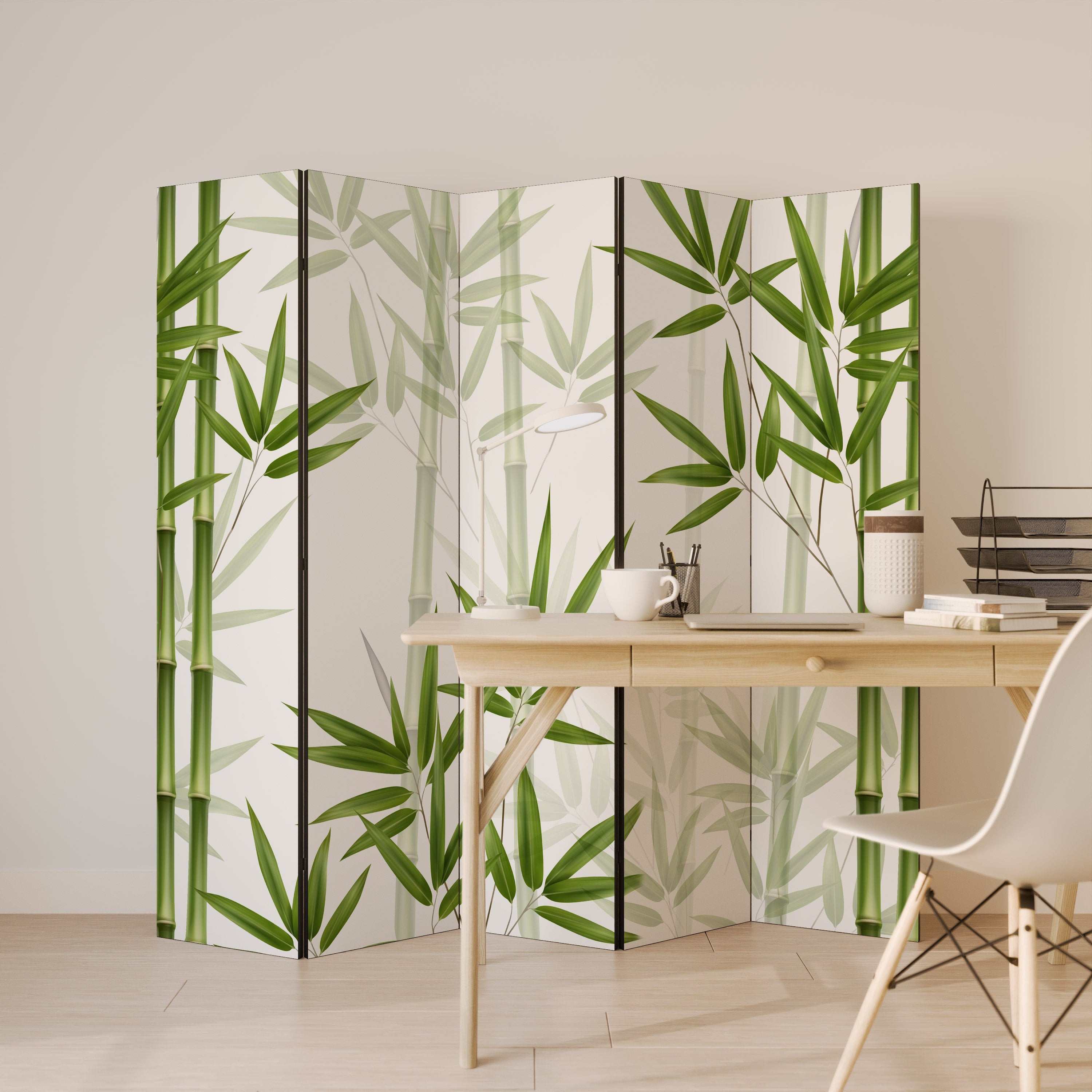 SERENE BAMBOO WHISPERS Dekoracyjny parawan 5-skrzydłowy