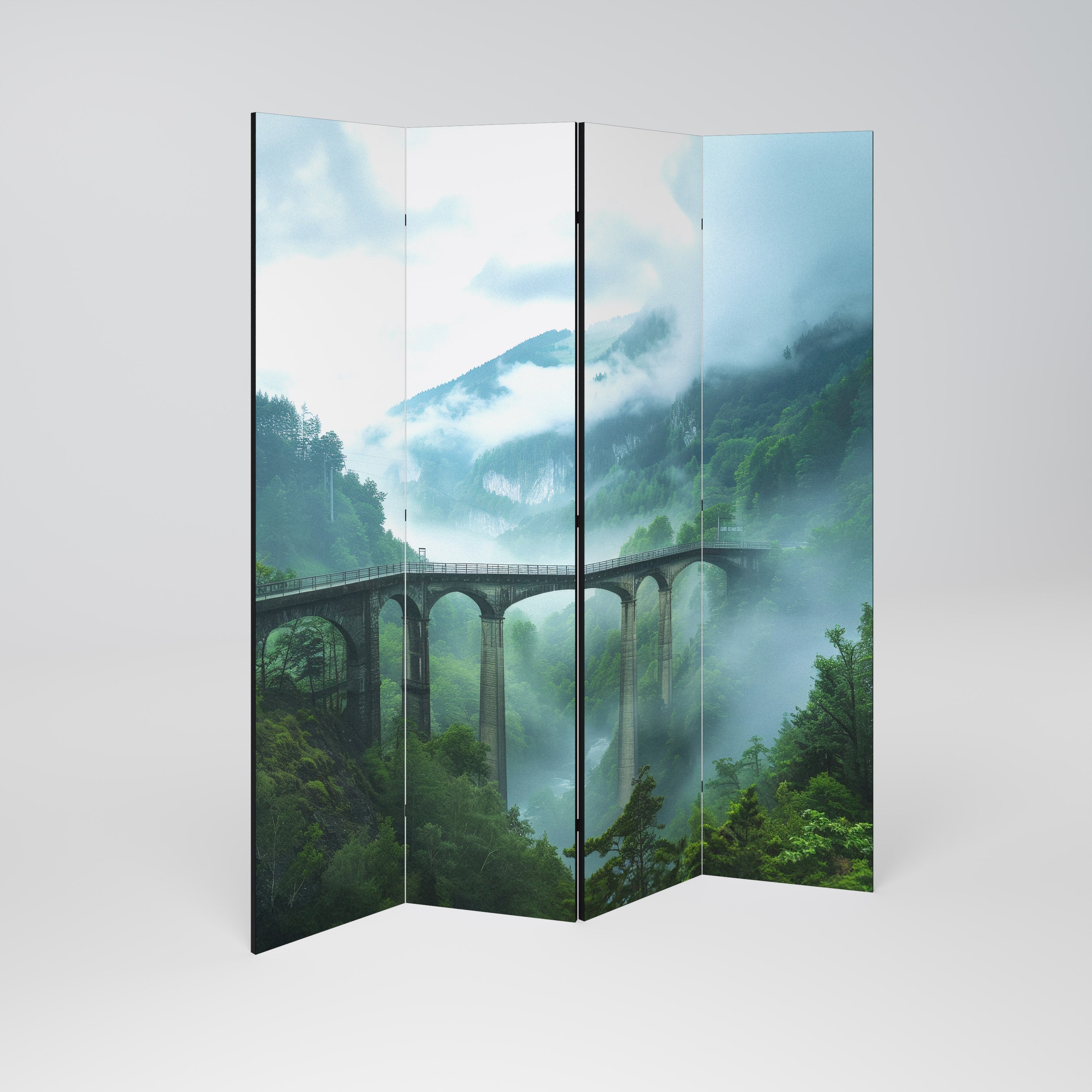 MISTY MOUNTAIN BRIDGES Dekoracyjny parawan 4-skrzydłowy
