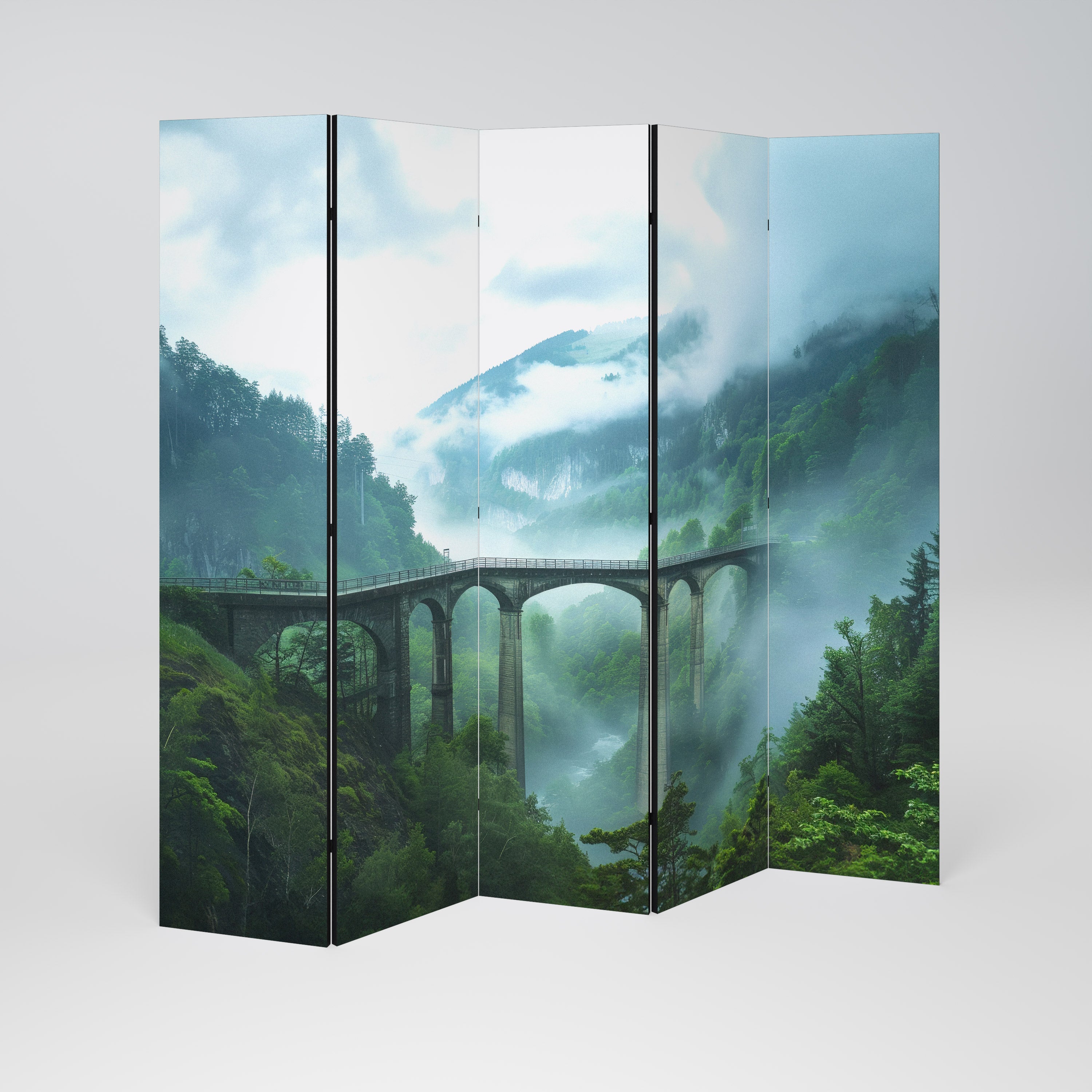 MISTY MOUNTAIN BRIDGES Dekoracyjny parawan 5-skrzydłowy
