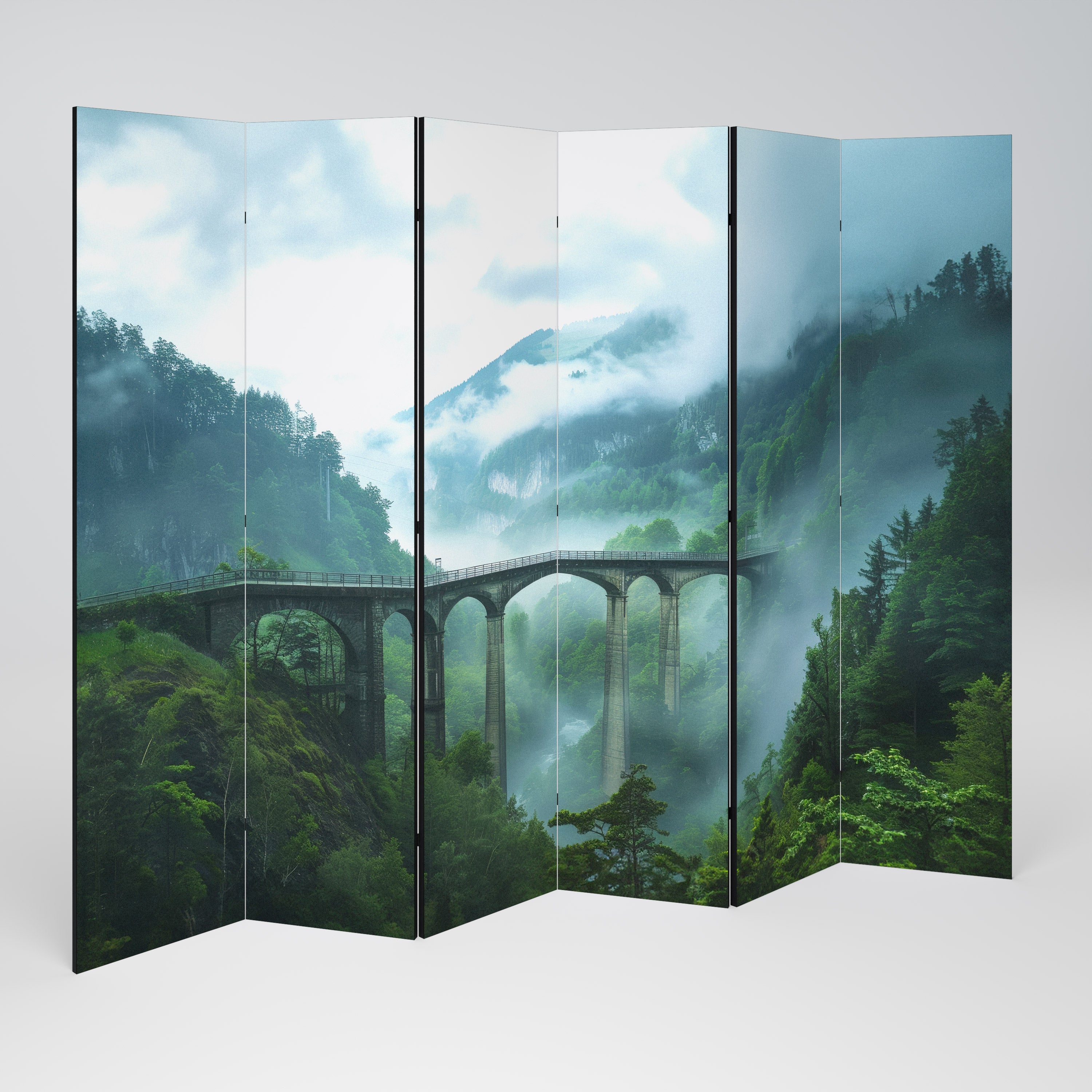 MISTY MOUNTAIN BRIDGES Dekoracyjny parawan 6-skrzydłowy