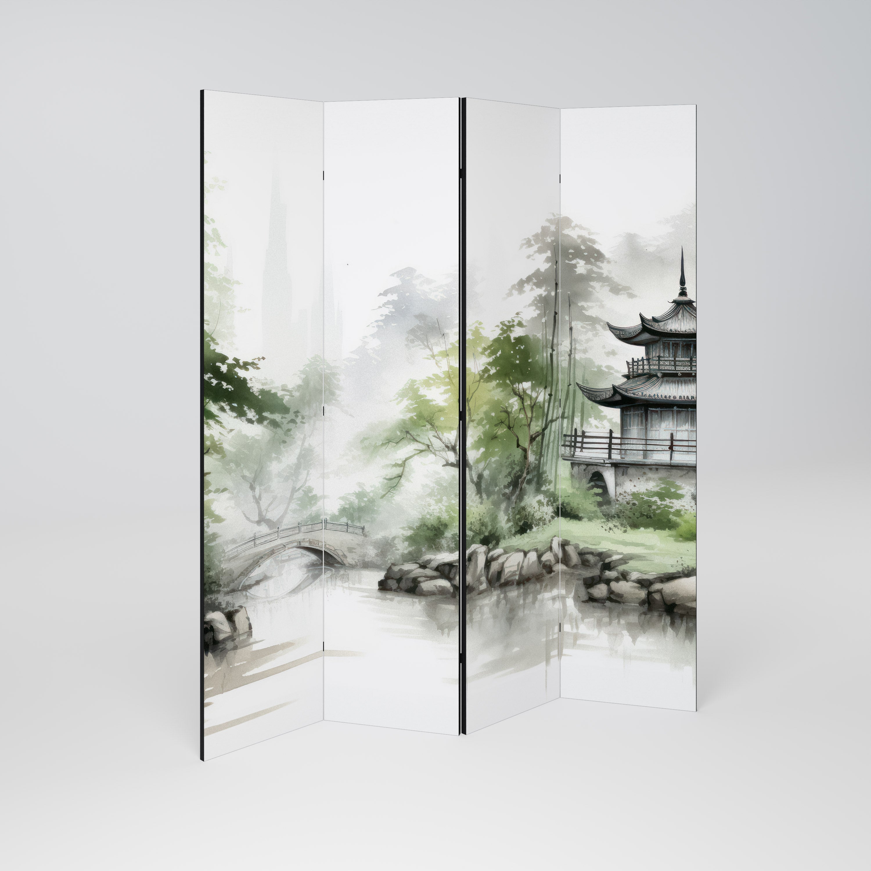 HARMONIOUS WATERSCAPE SCENE Dekoracyjny parawan 4-skrzydłowy