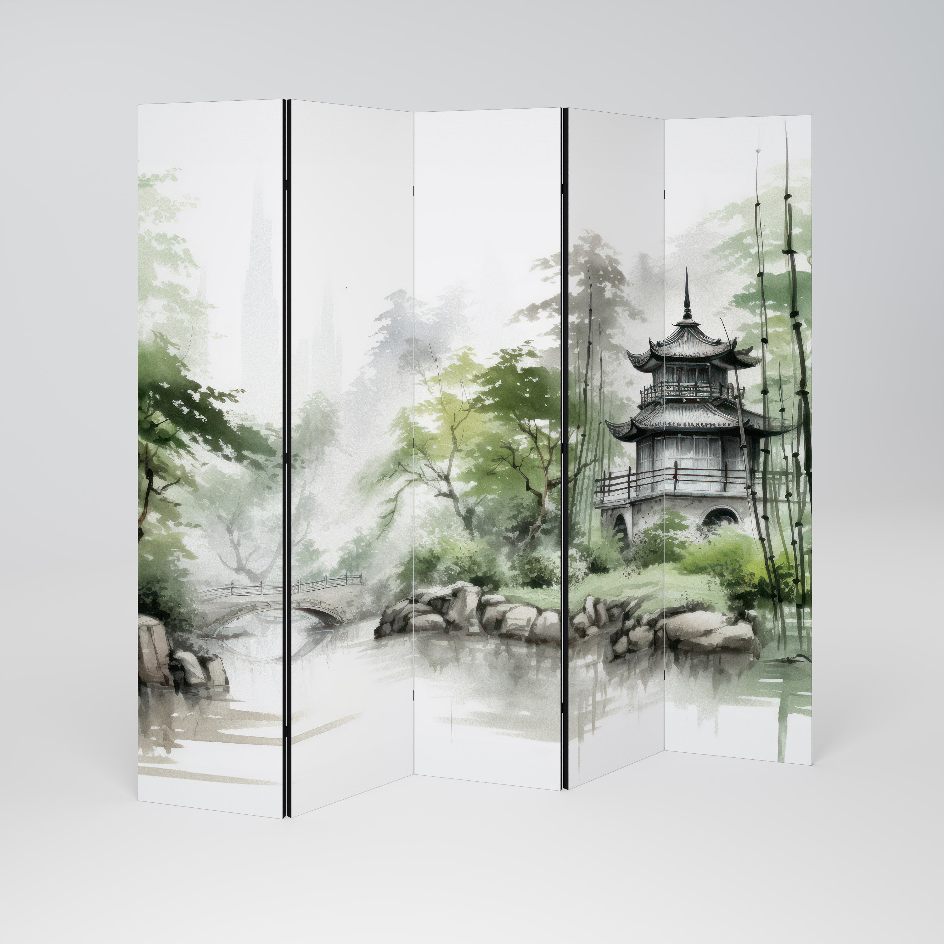 HARMONIOUS WATERSCAPE SCENE Dekoracyjny parawan 5-skrzydłowy