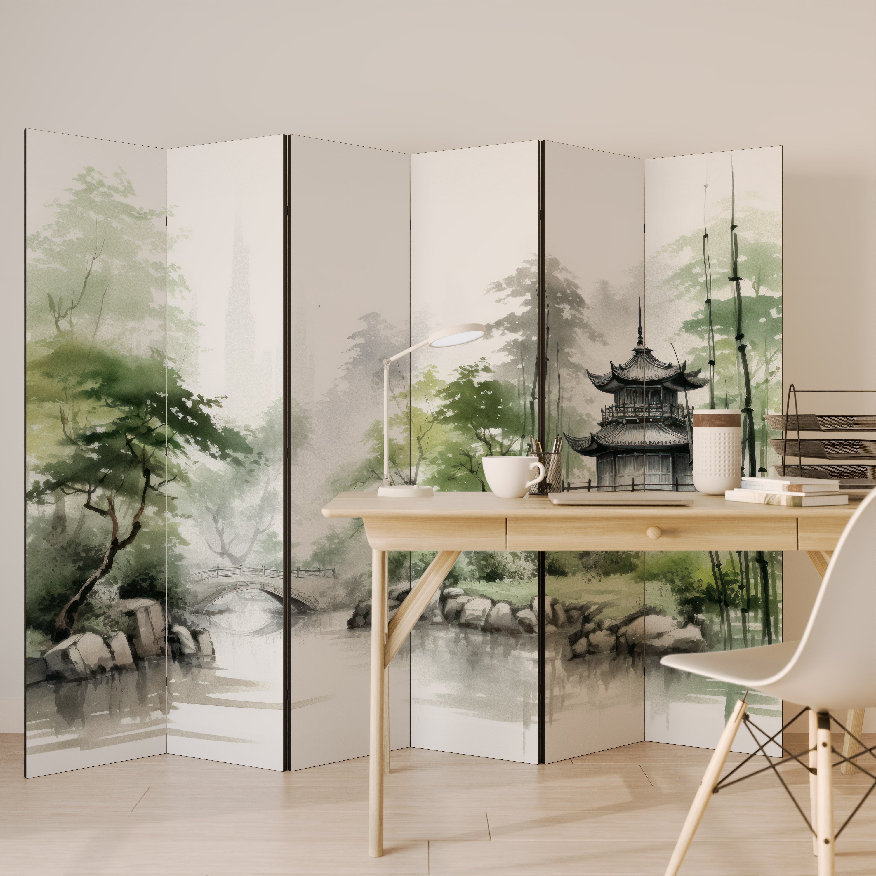 HARMONIOUS WATERSCAPE SCENE Dekoracyjny parawan 6-skrzydłowy