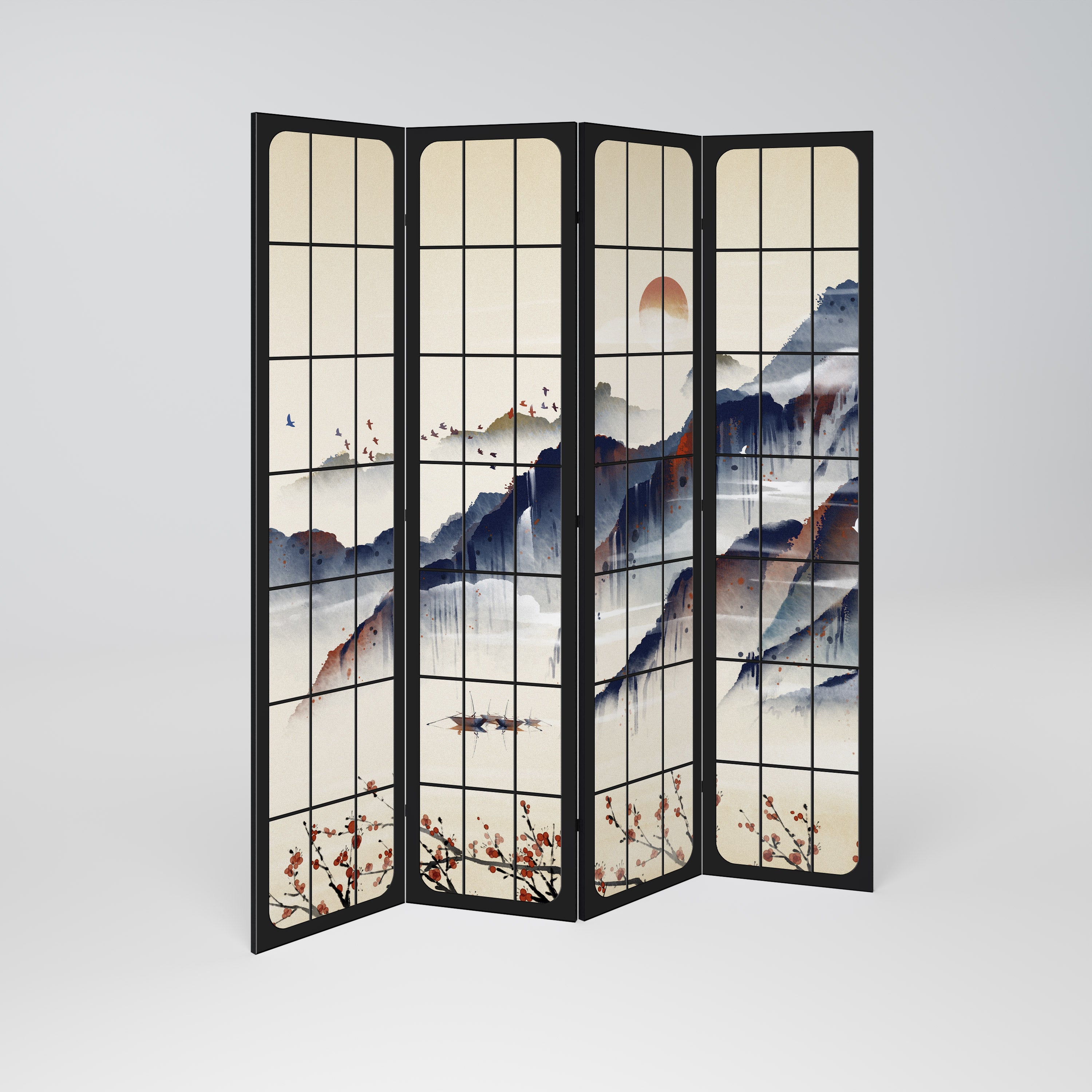 JAPANESE LANDSCAPE Dekoracyjny parawan 4-skrzydłowy