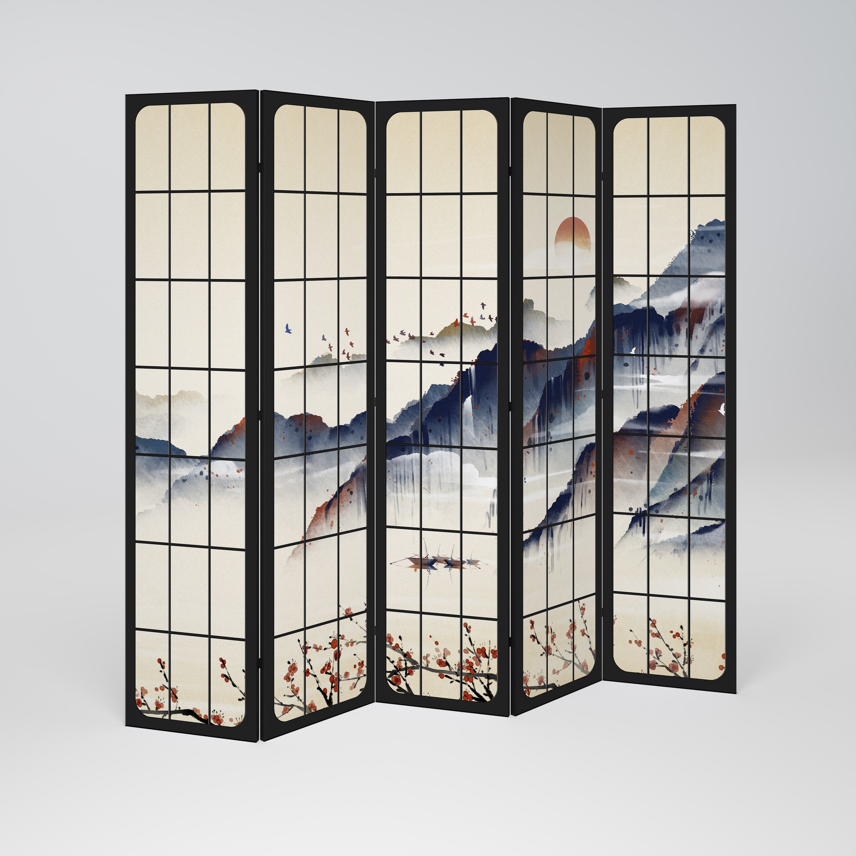JAPANESE LANDSCAPE Dekoracyjny parawan 5-skrzydłowy