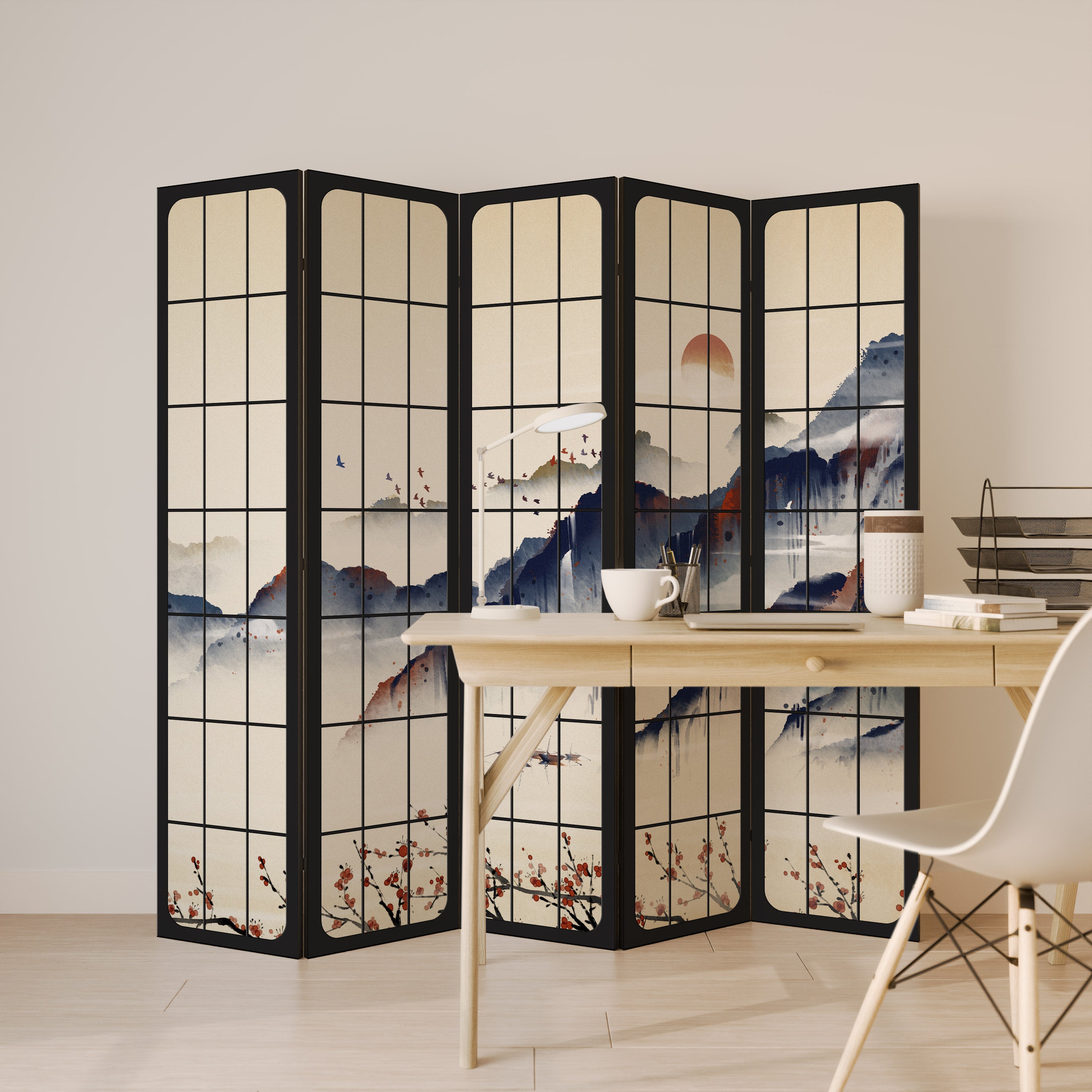 JAPANESE LANDSCAPE Dekoracyjny parawan 5-skrzydłowy