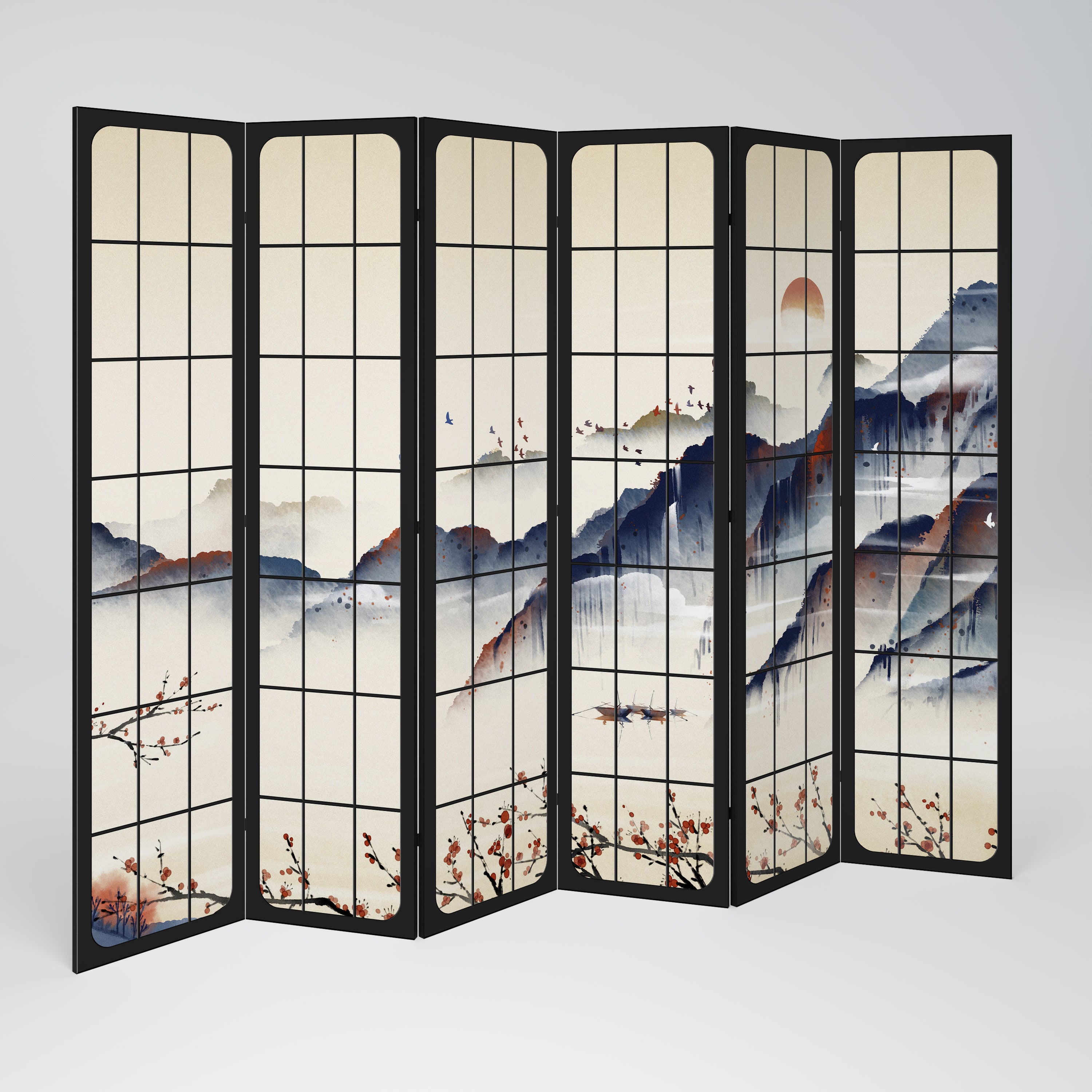 JAPANESE LANDSCAPE Dekoracyjny parawan 6-skrzydłowy